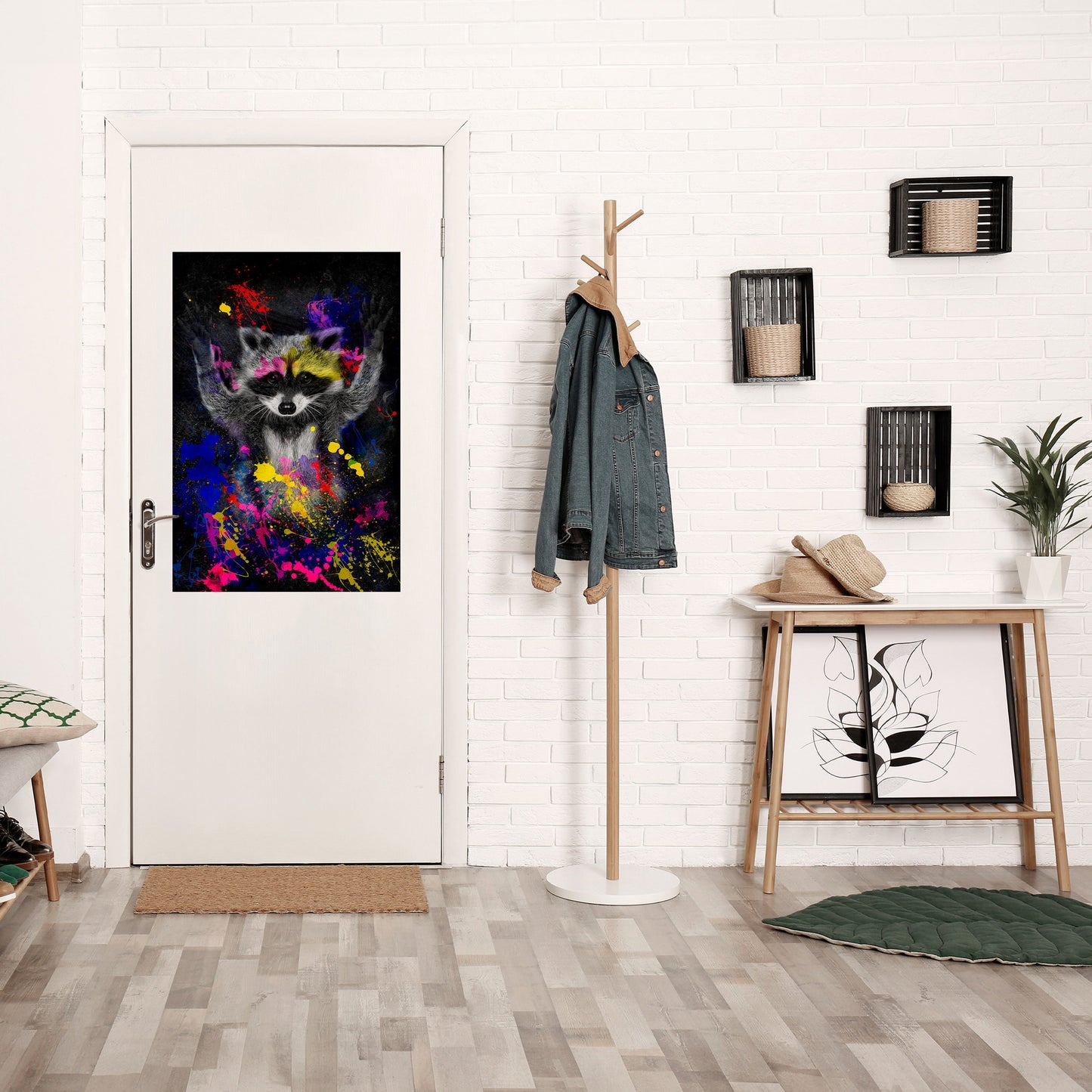 RACCOON ARTISTRY Poster verticale staccabile e attaccabile