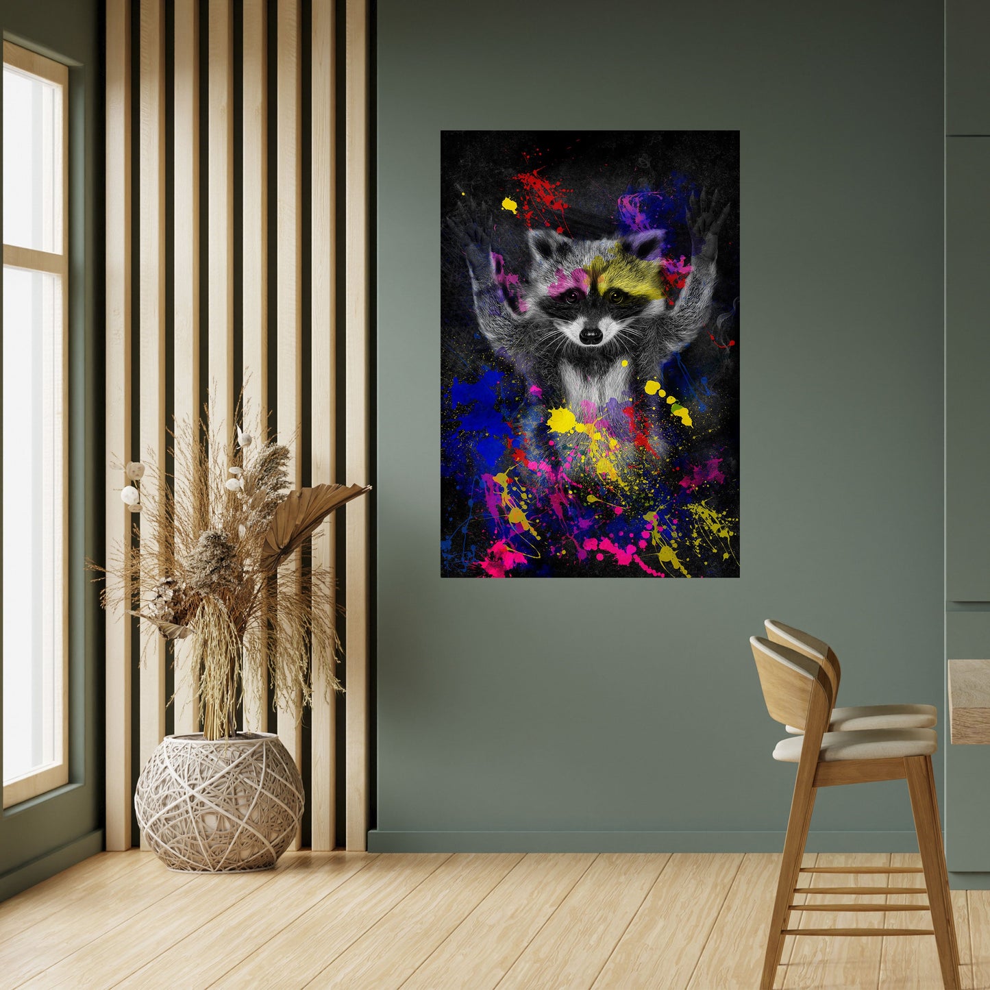 RACCOON ARTISTRY Poster verticale staccabile e attaccabile