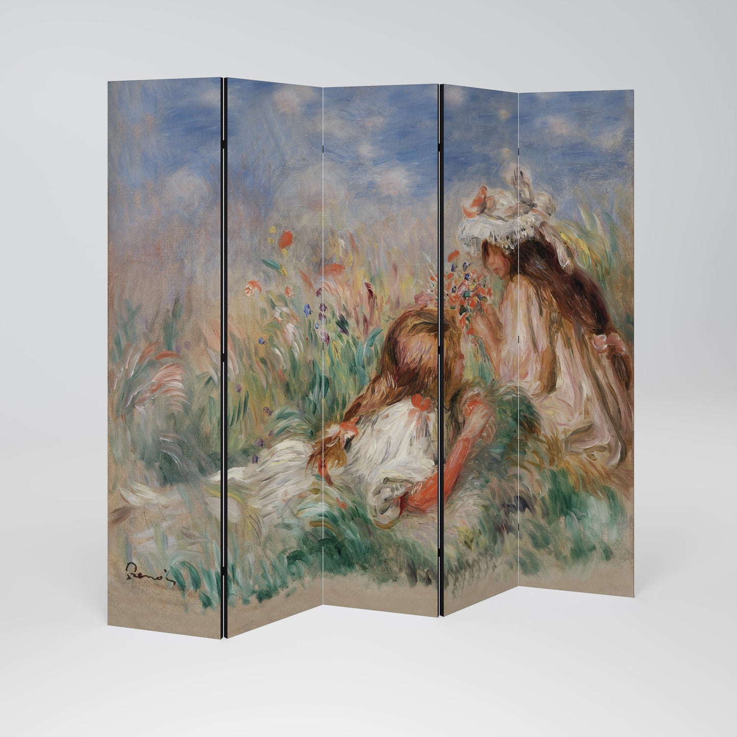 GIRLS IN THE GRASS - Divisorio decorativo per ambienti a 5 pannelli