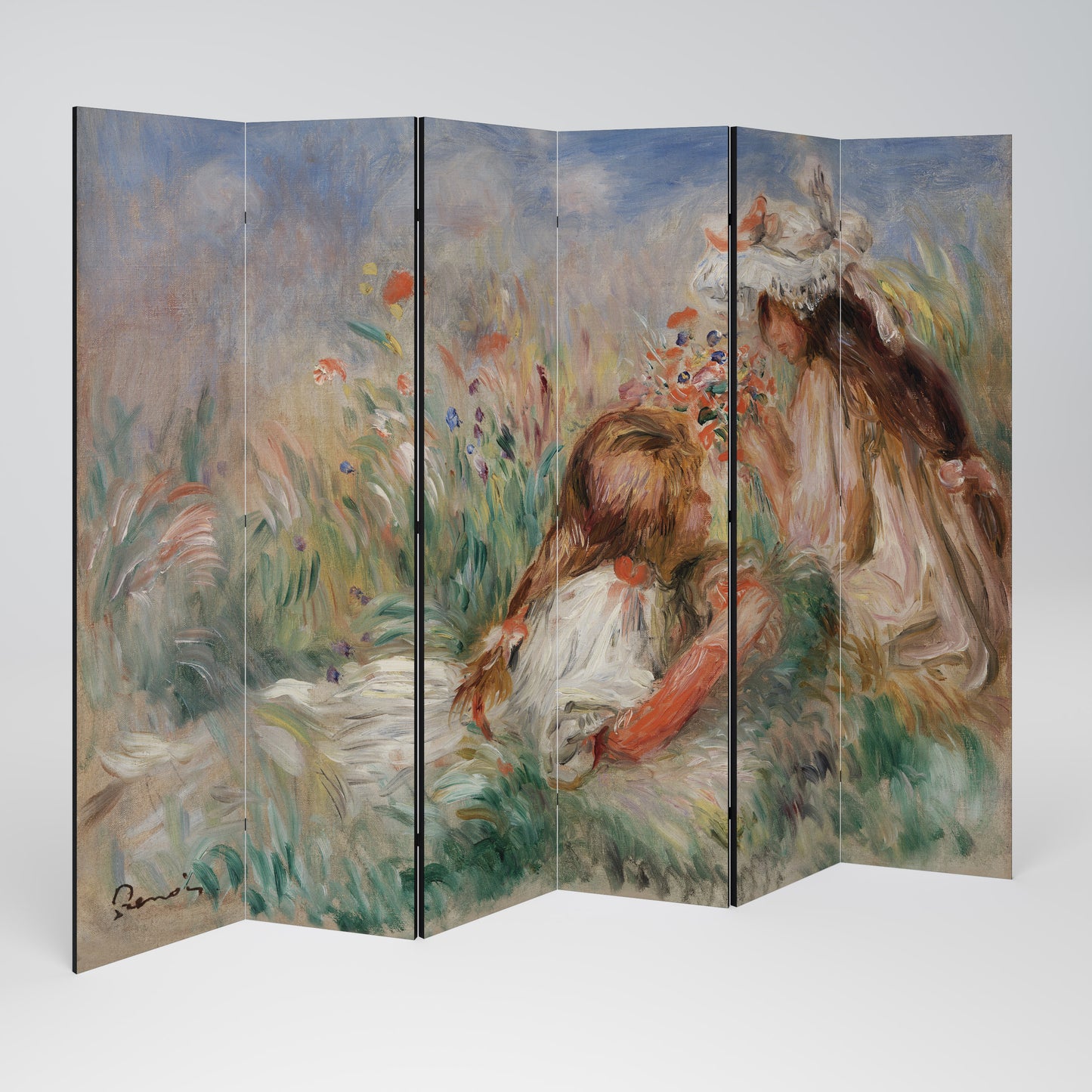 GIRLS IN THE GRASS - Divisorio decorativo per ambienti a 6 pannelli