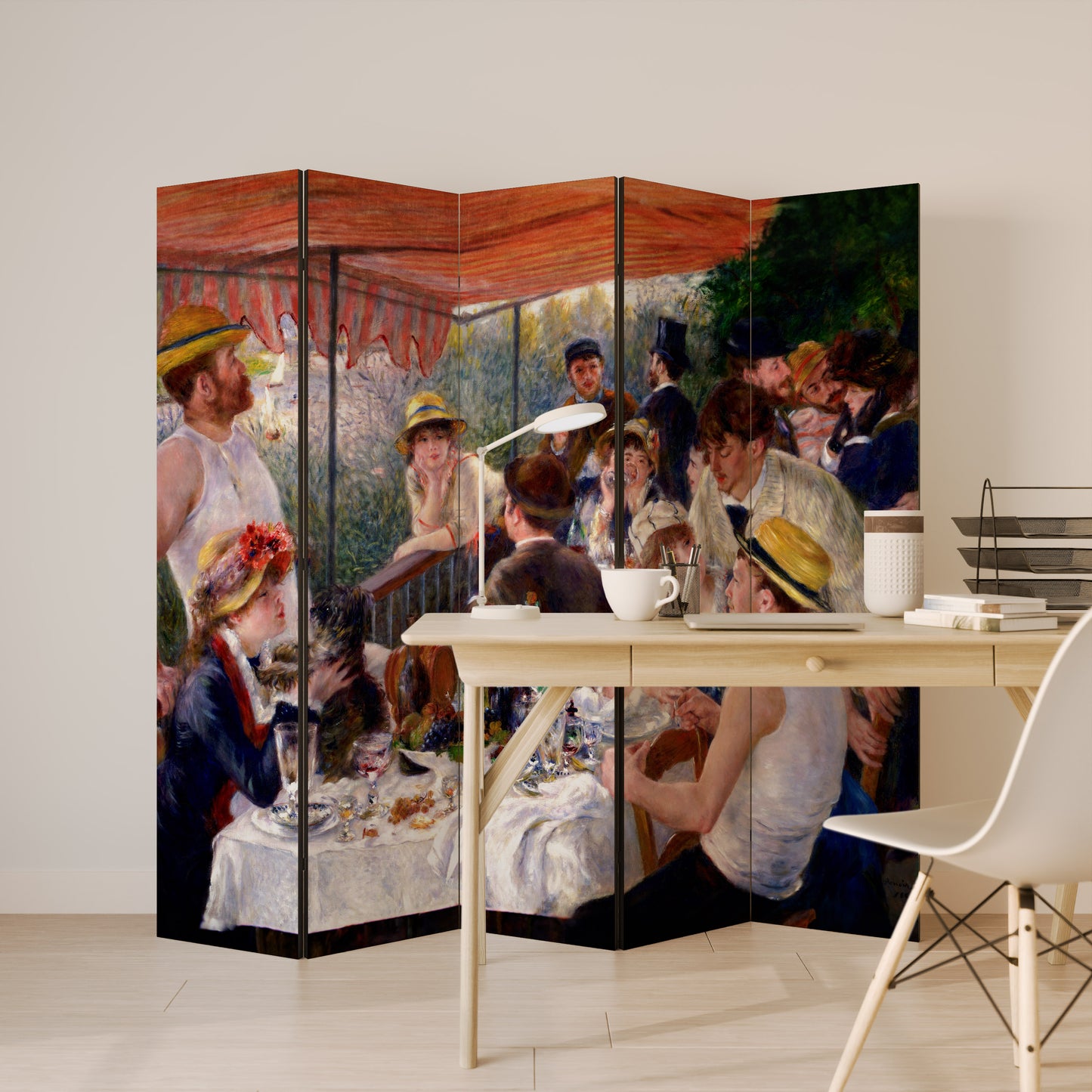 PRANZO DELLA FESTA IN BARCA Divisorio decorativo a 5 pannelli