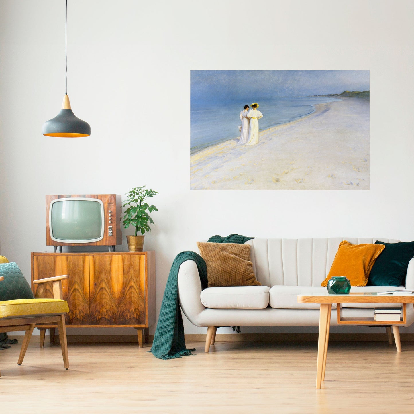 SERA D'ESTATE SULLA SPIAGGIA DI SKAGEN Poster orizzontale staccabile e attaccabile
