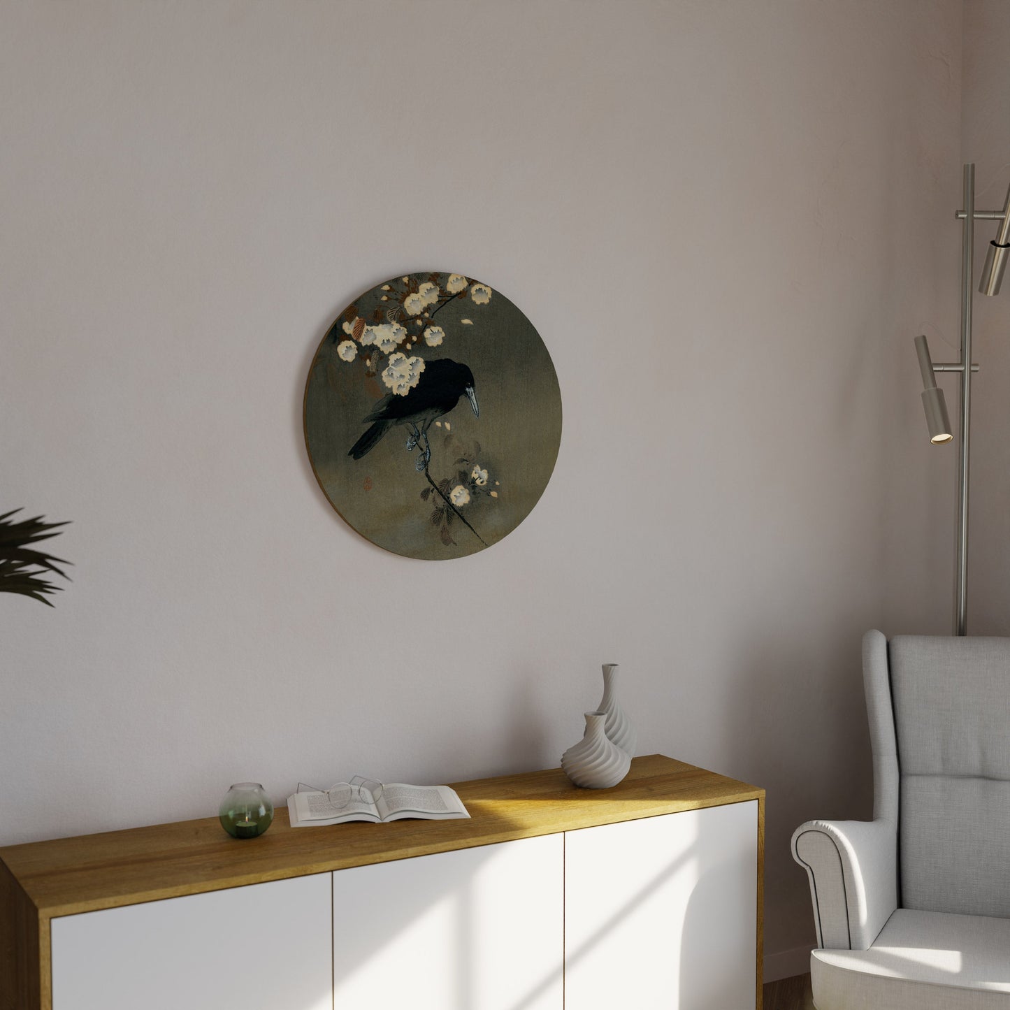 PETALS AND CROWS Round Wall Art