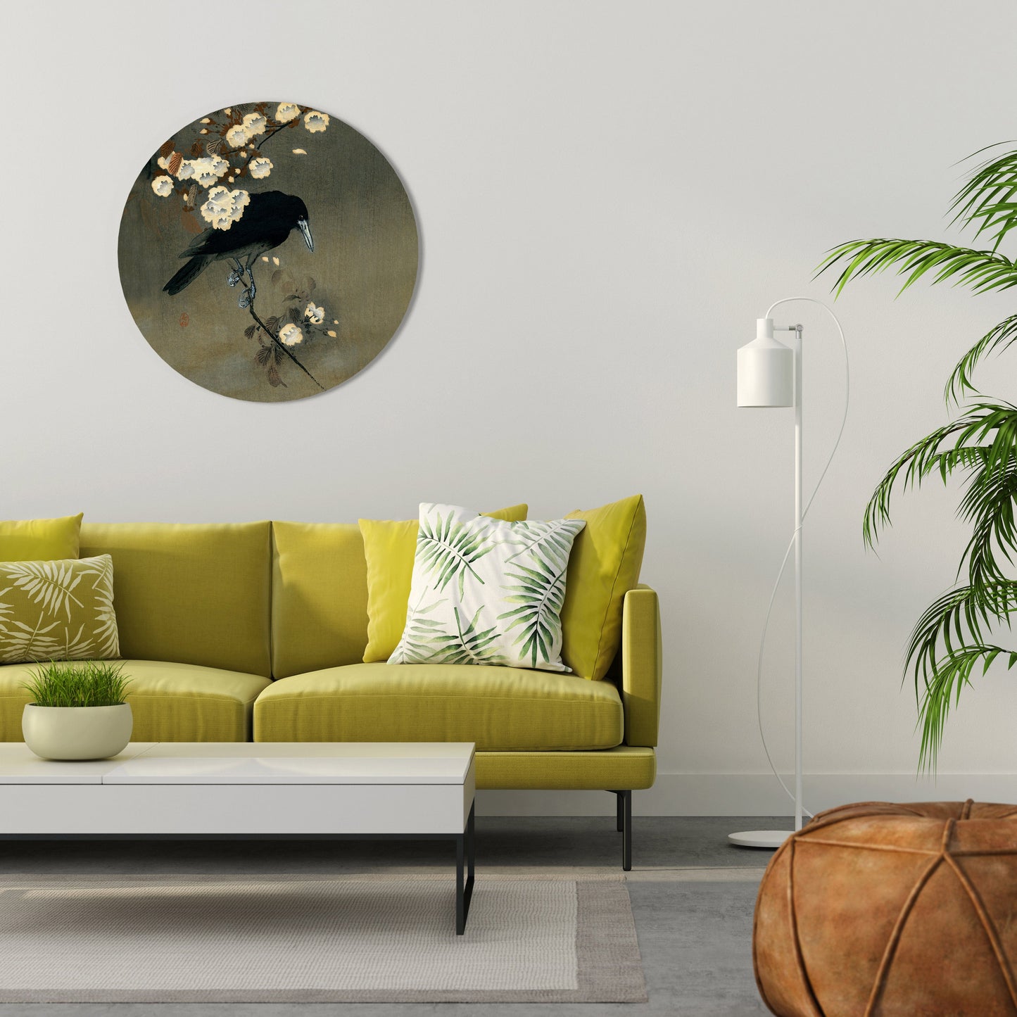 PETALS AND CROWS Round Wall Art