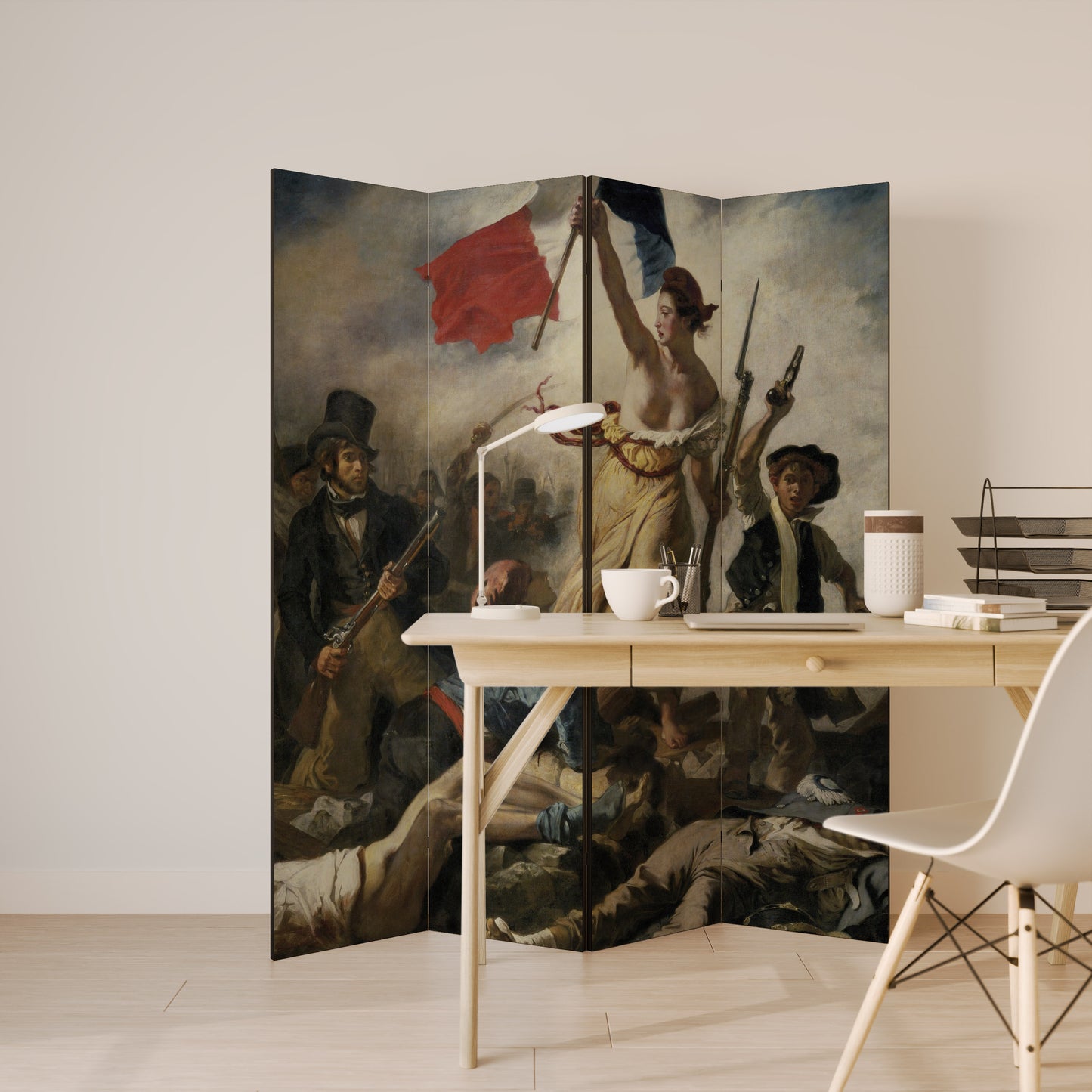 LIBERTY LEADING THE PEOPLE - Divisorio decorativo per ambienti a 4 pannelli