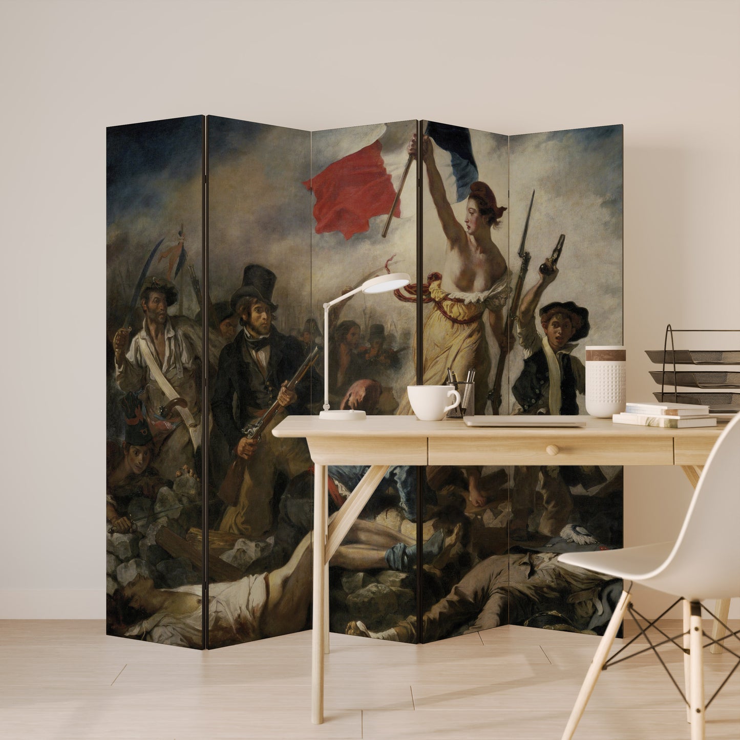 LIBERTY LEADING THE PEOPLE - Divisorio decorativo per ambienti a 5 pannelli