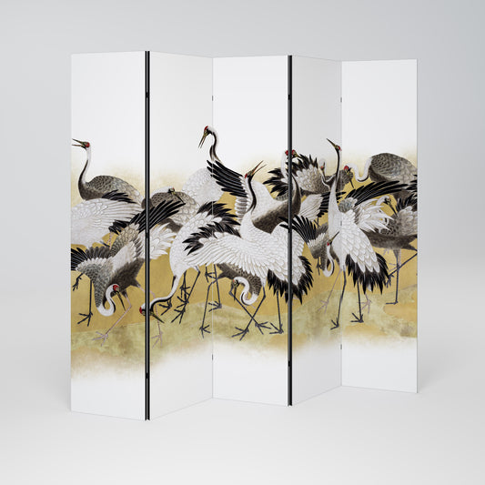 Paravento decorativo a 5 pannelli JAPANESE FLOCK OF CRANES