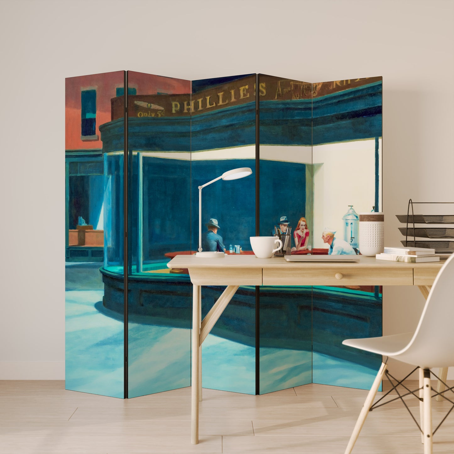 Divisorio decorativo per ambienti NIGHTHAWKS a 5 pannelli