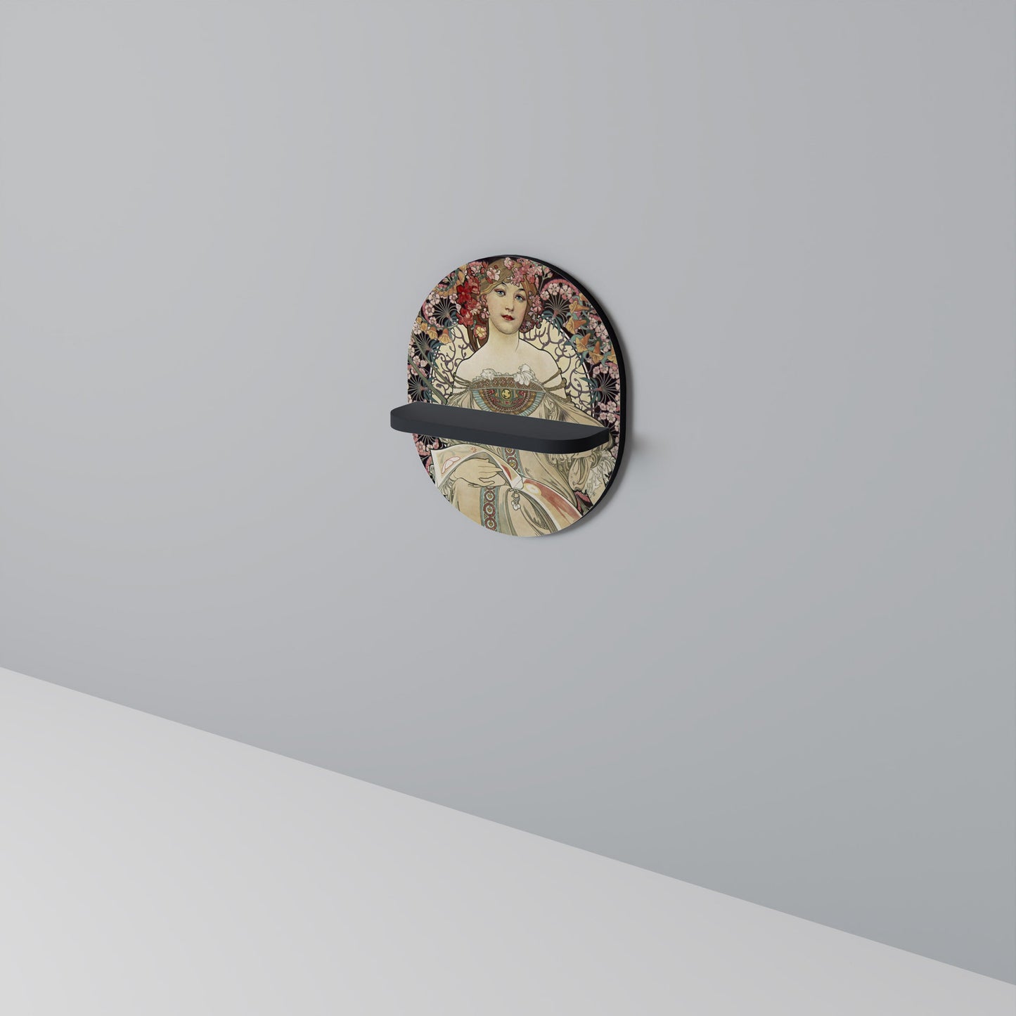 CHAMPENOIS IMPRIMEUR Oval Art Shelf In Black Finish
