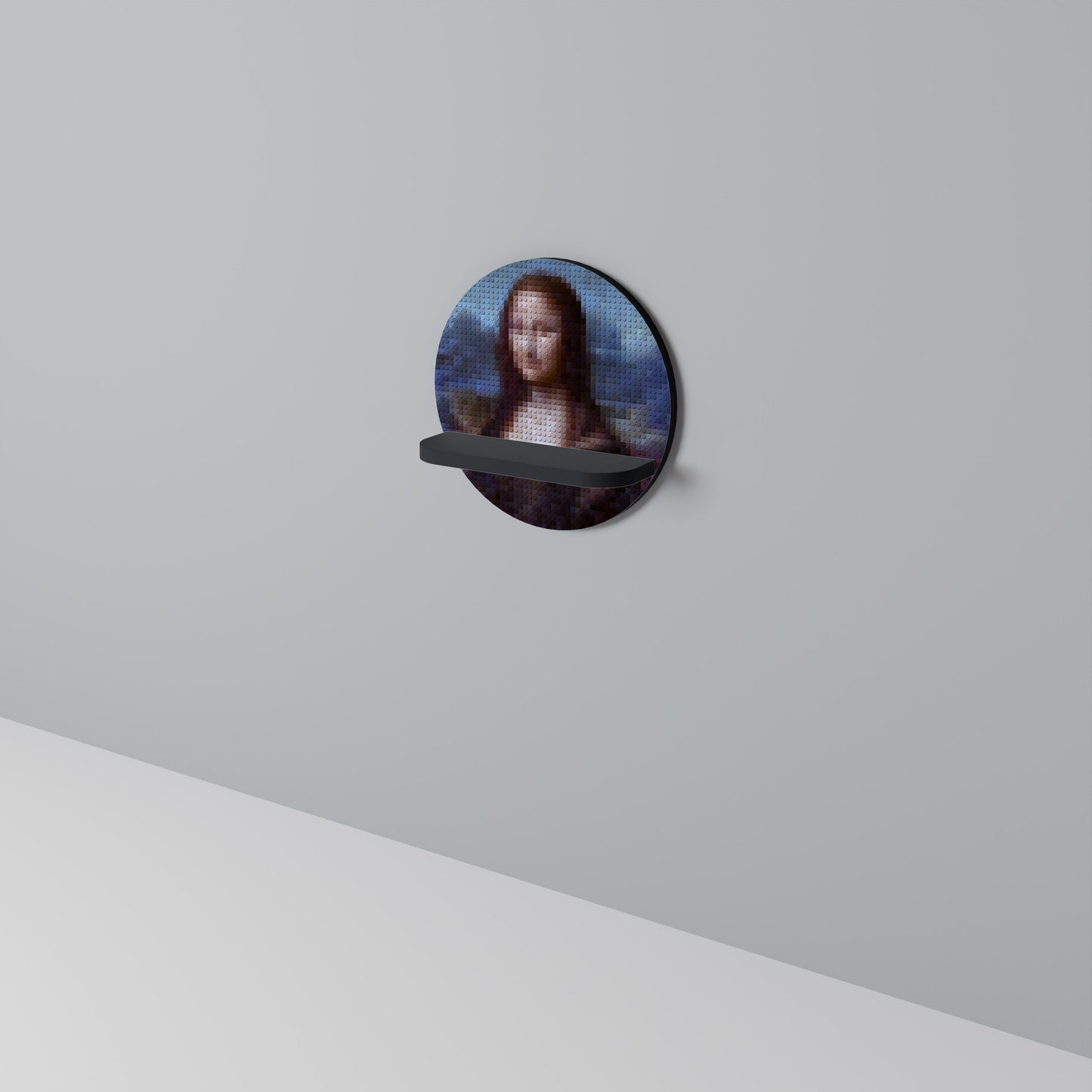 CONSTRUCTIVE ART Round Art Shelf In Black Finish