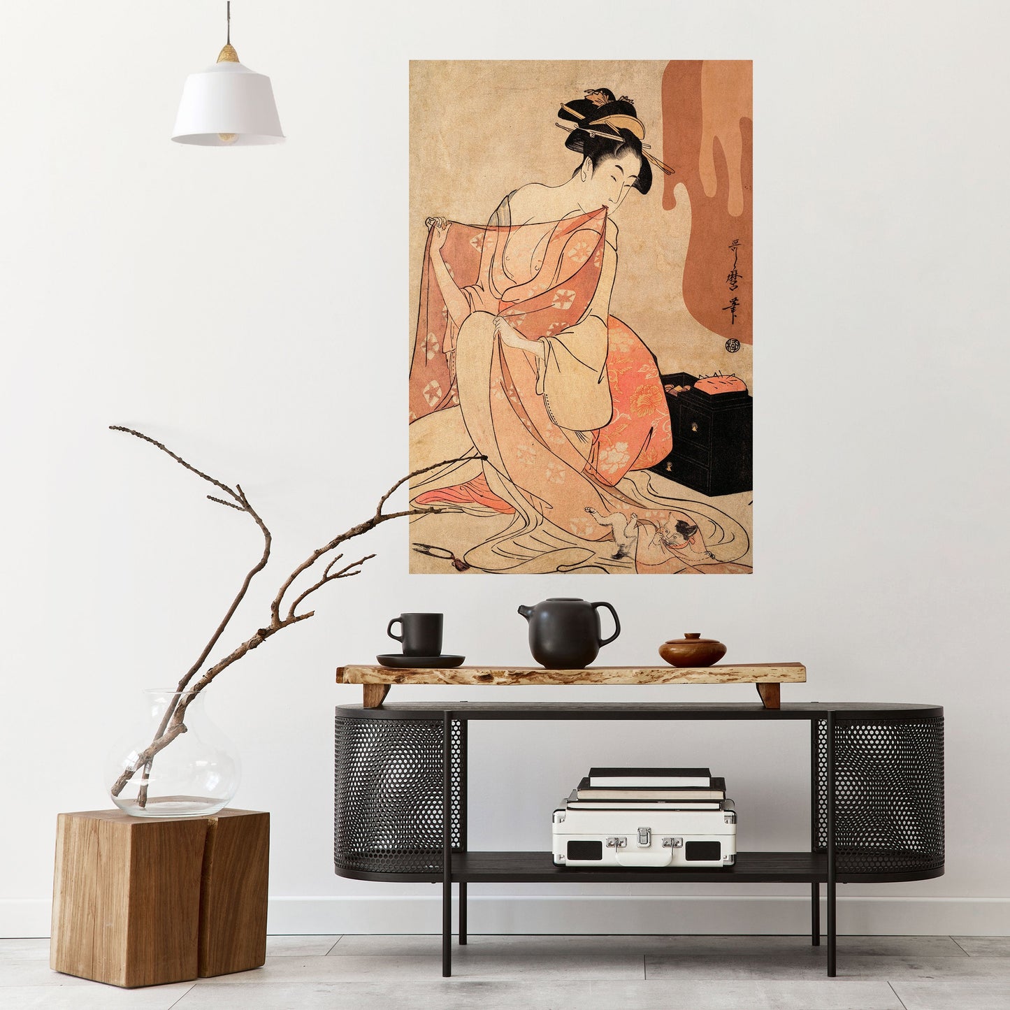 Poster verticale staccabile e attaccabile DONNA, GATTO E MARRONE EXTRA
