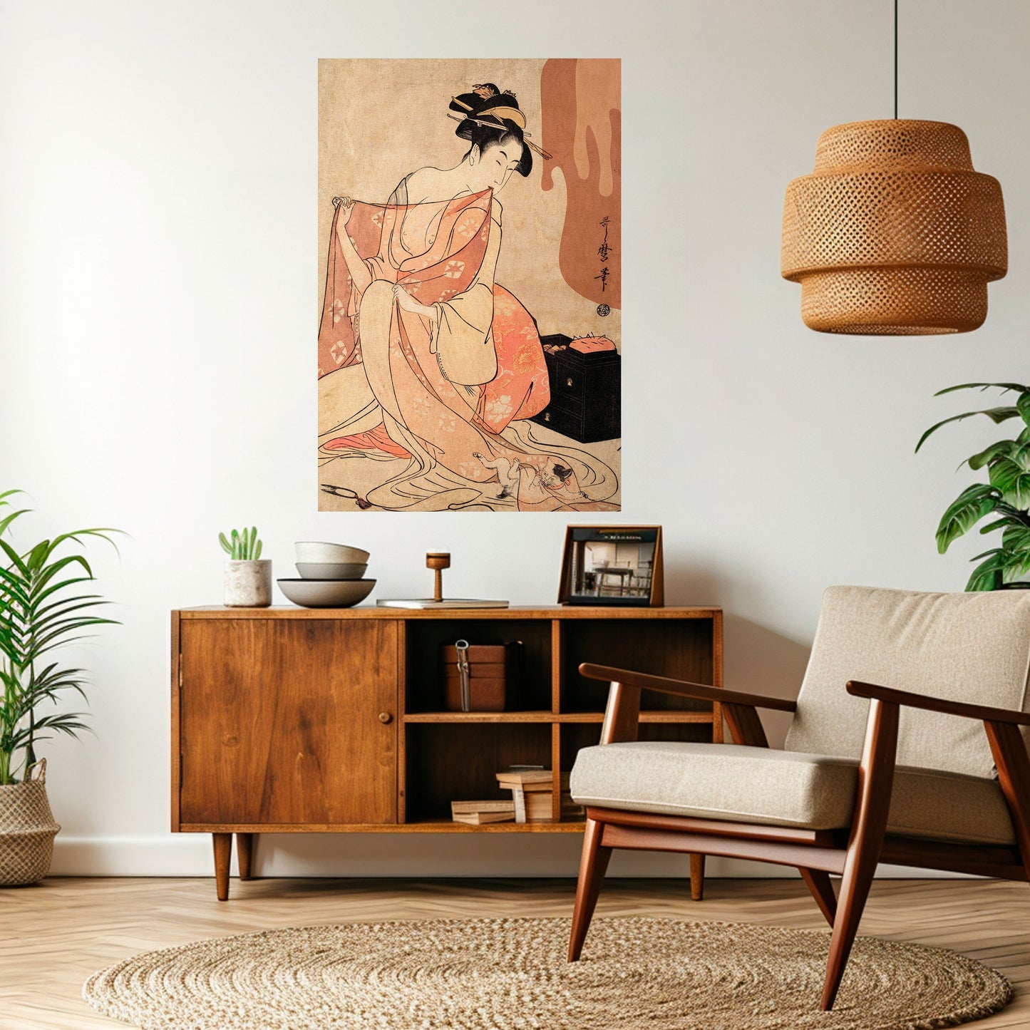 Poster verticale staccabile e attaccabile DONNA, GATTO E MARRONE EXTRA