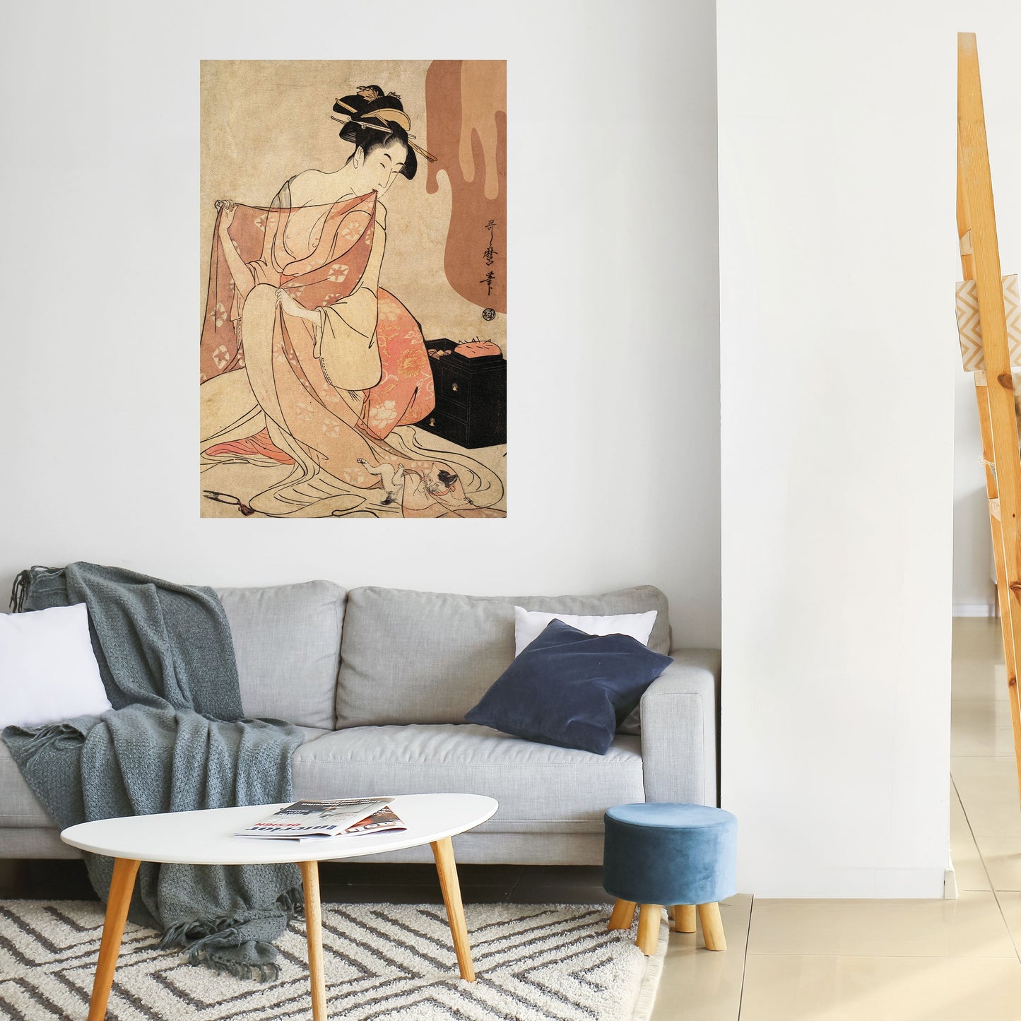 Poster verticale staccabile e attaccabile DONNA, GATTO E MARRONE EXTRA