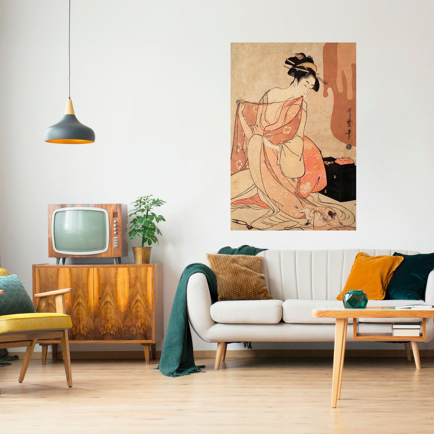 Poster verticale staccabile e attaccabile DONNA, GATTO E MARRONE EXTRA
