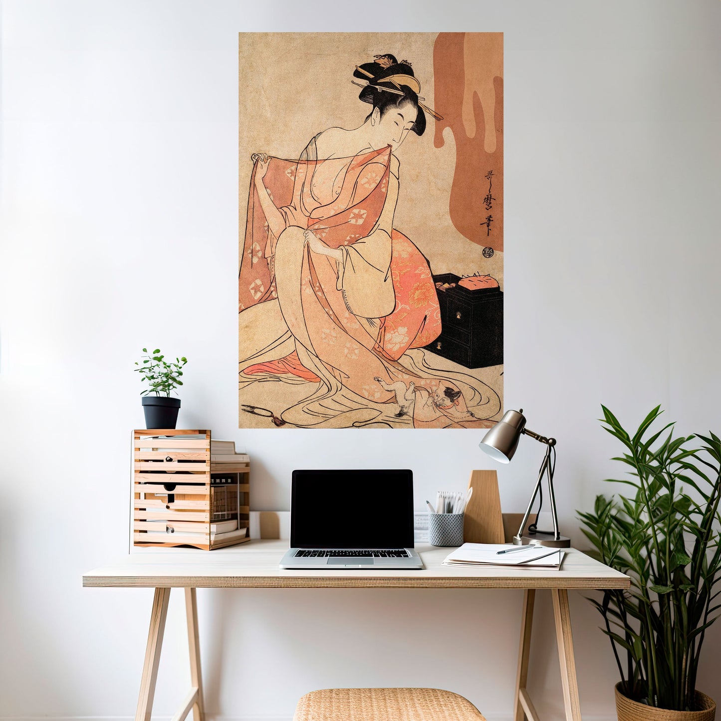 Poster verticale staccabile e attaccabile DONNA, GATTO E MARRONE EXTRA