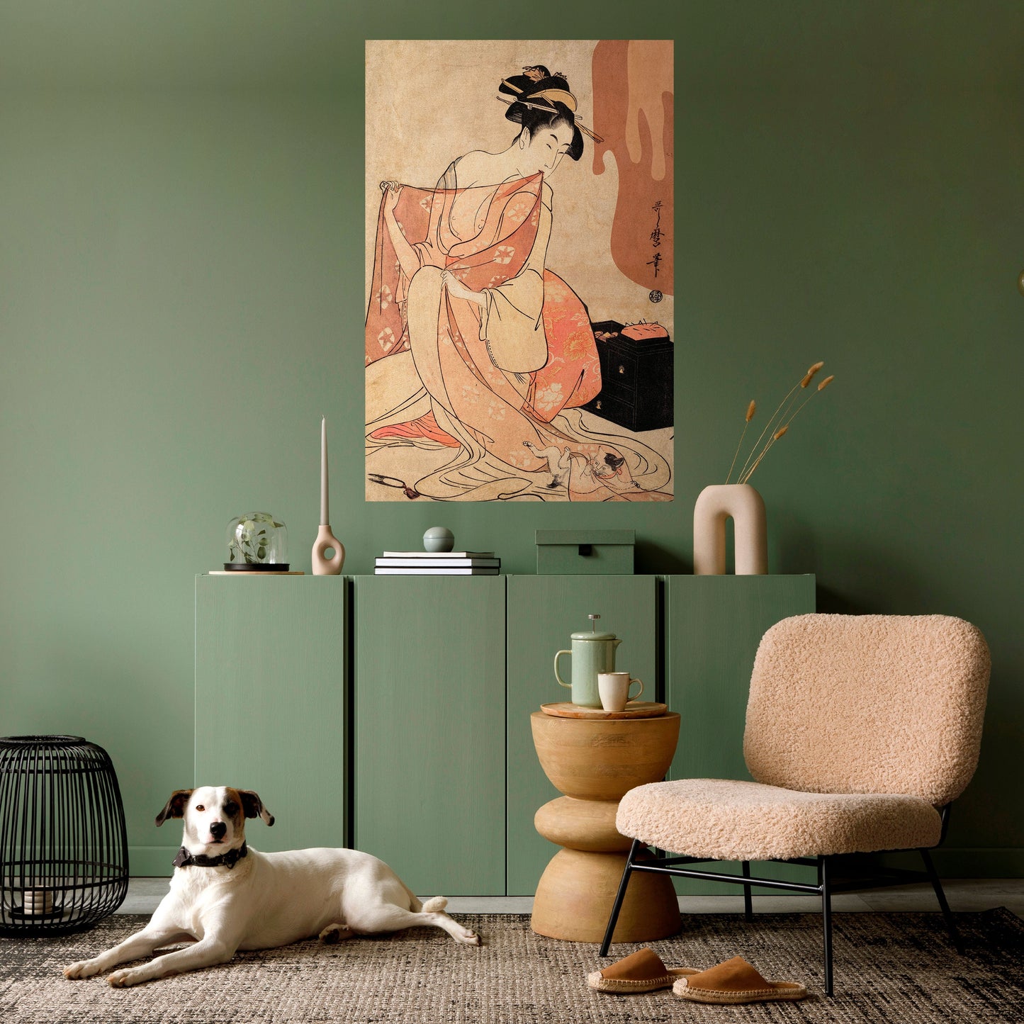 Poster verticale staccabile e attaccabile DONNA, GATTO E MARRONE EXTRA