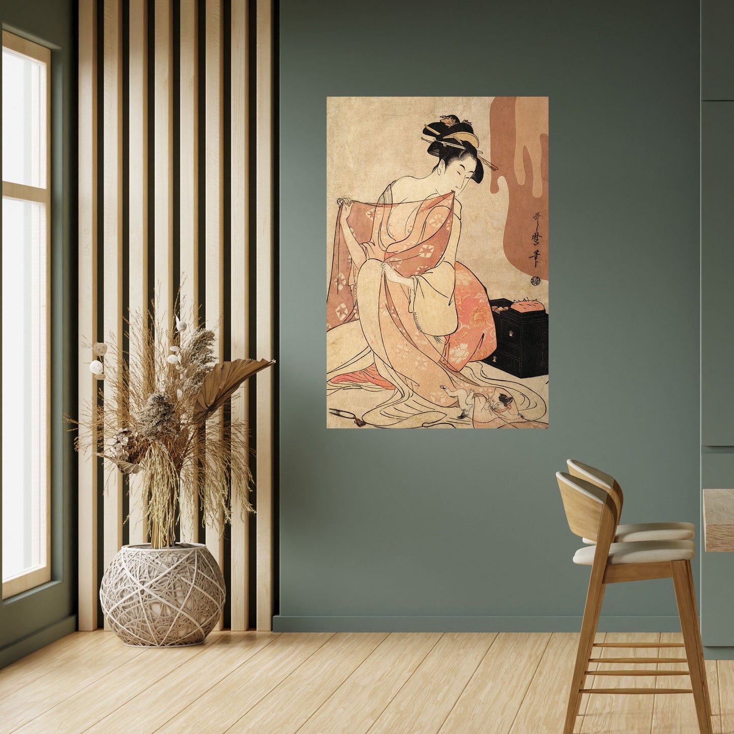 Poster verticale staccabile e attaccabile DONNA, GATTO E MARRONE EXTRA