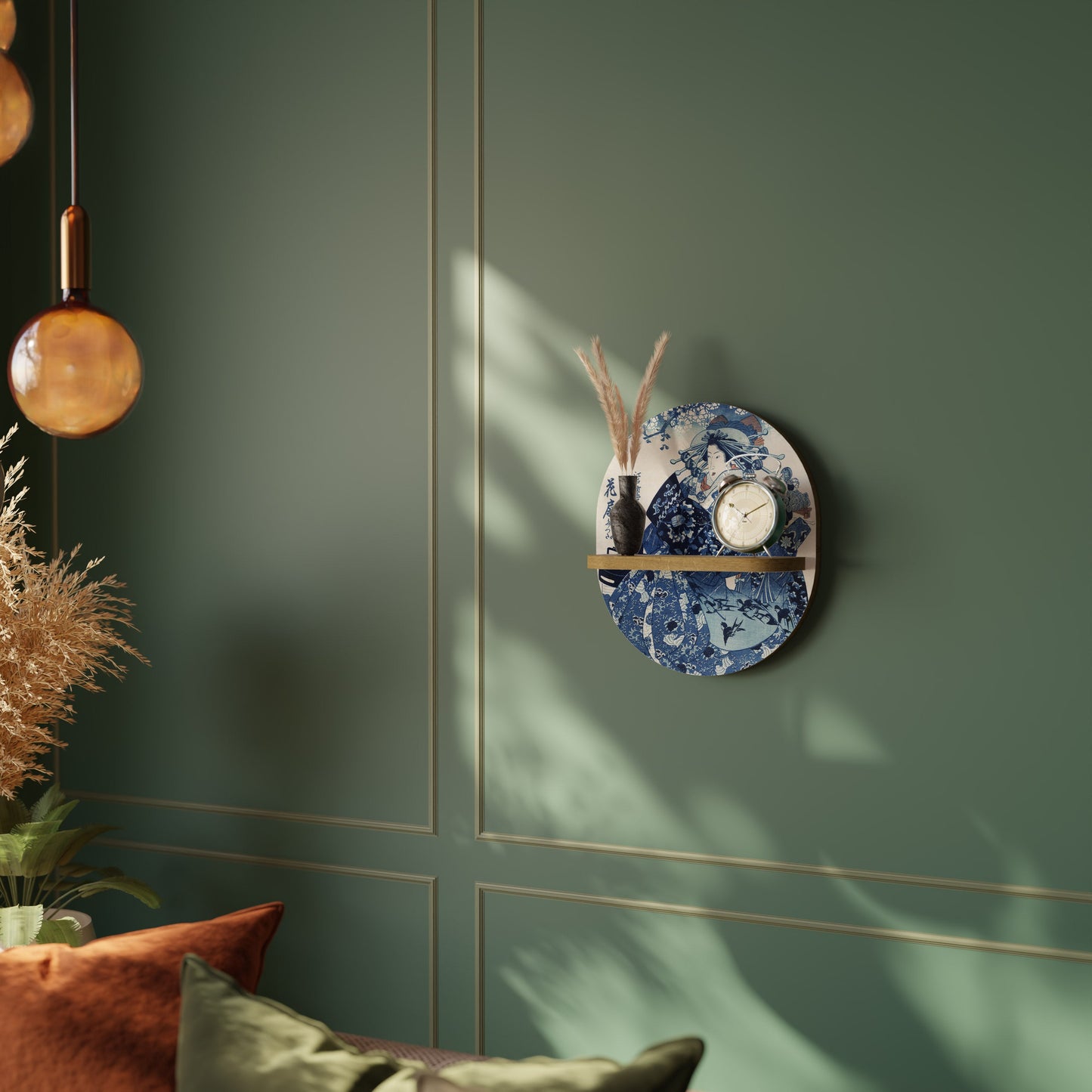 Mensola ovale per arte GIAPPONESE DONNA in effetto rovere