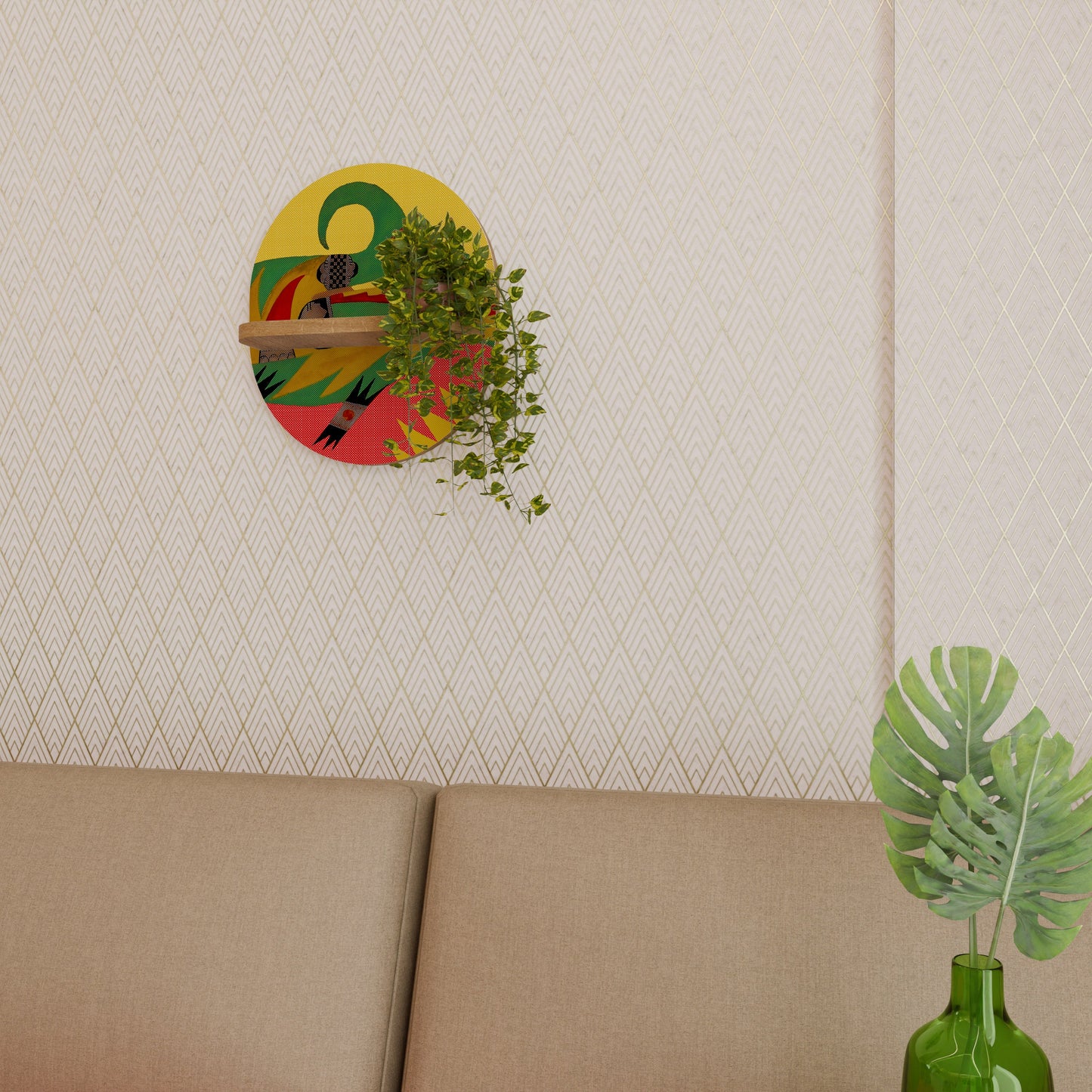 Scaffale ovale EXPRESSIVE AVANYU in effetto rovere