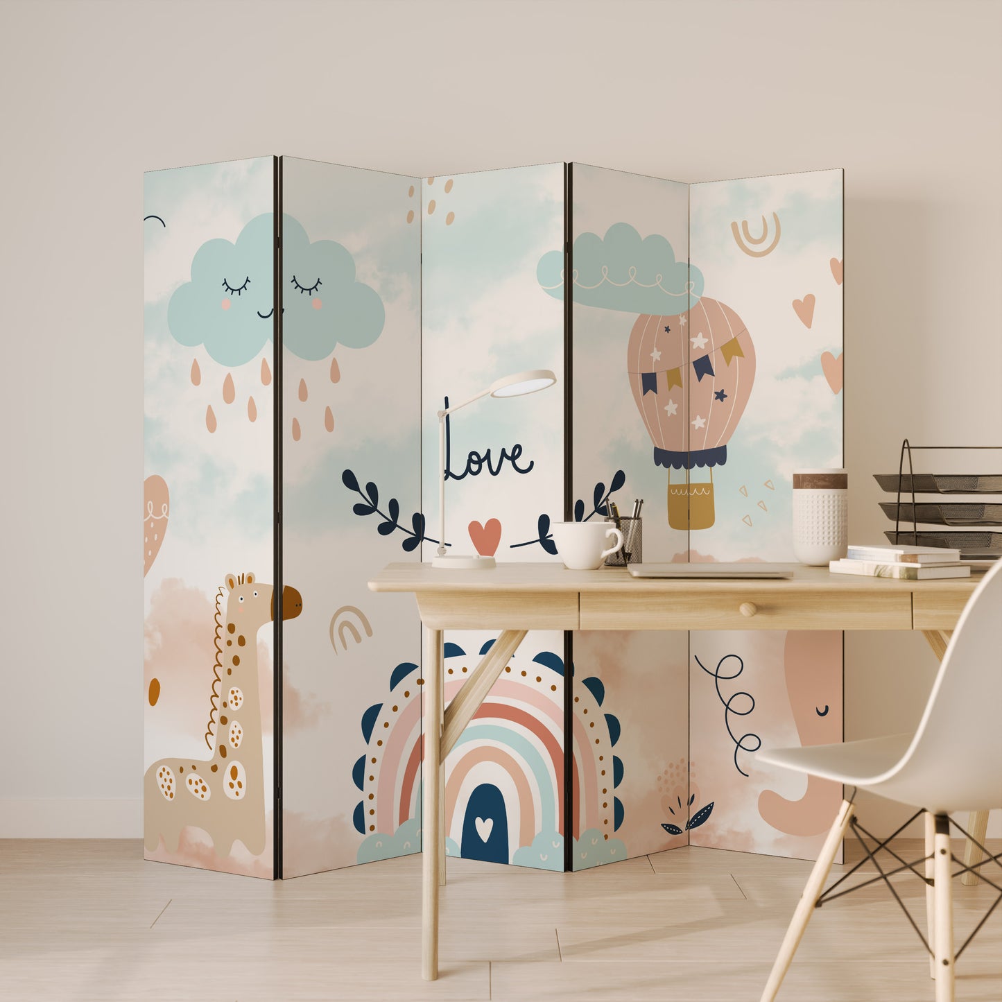 LOVELY DREAMS Divisorio decorativo per ambienti a 5 pannelli
