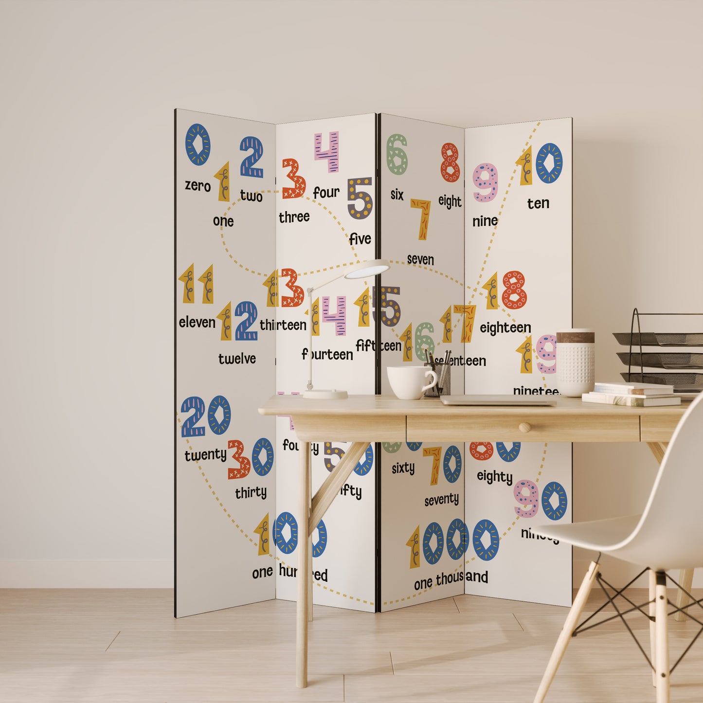 LEZIONE DI CONTEGGIO Divisorio decorativo per ambienti a 4 pannelli