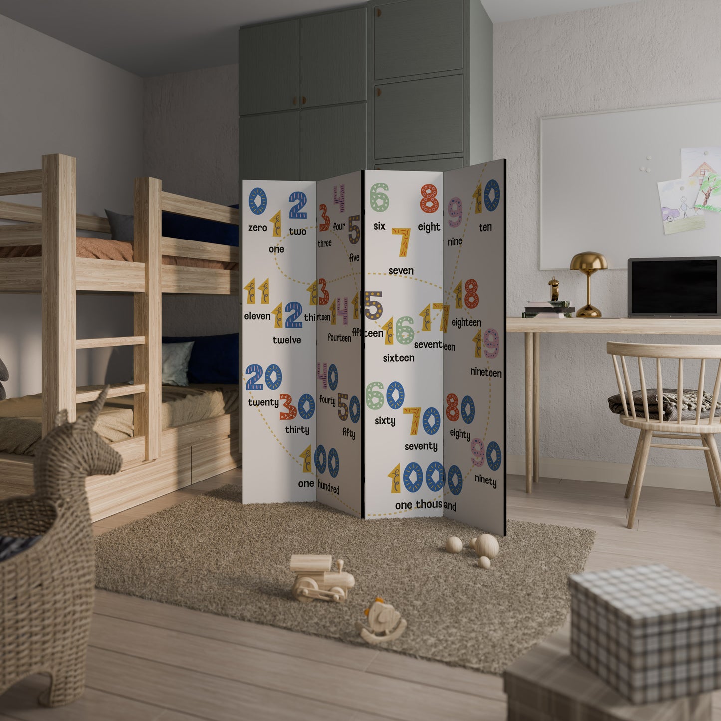 LEZIONE DI CONTEGGIO Divisorio decorativo per ambienti a 4 pannelli