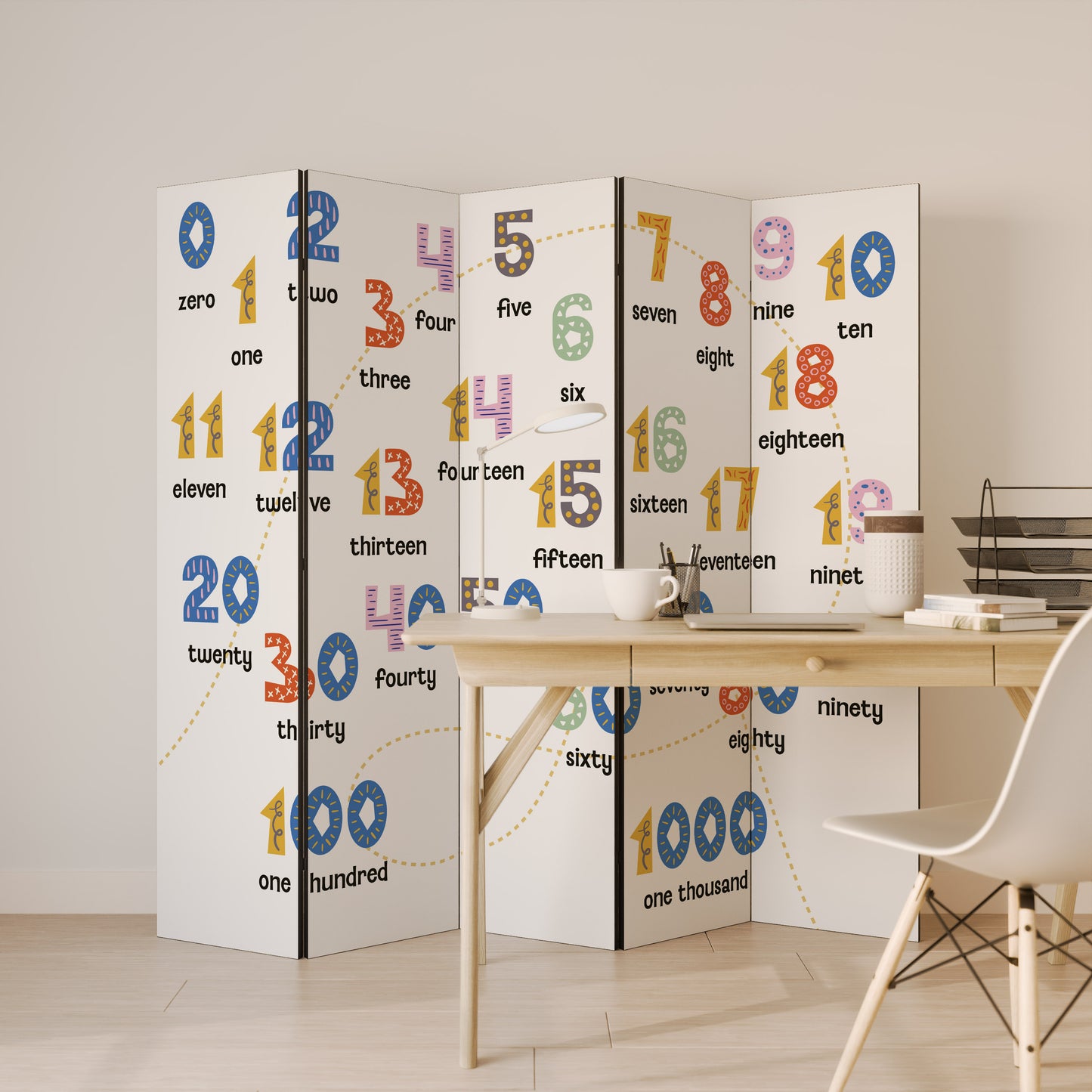 LEZIONE DI CONTEGGIO Divisorio decorativo per ambienti a 5 pannelli