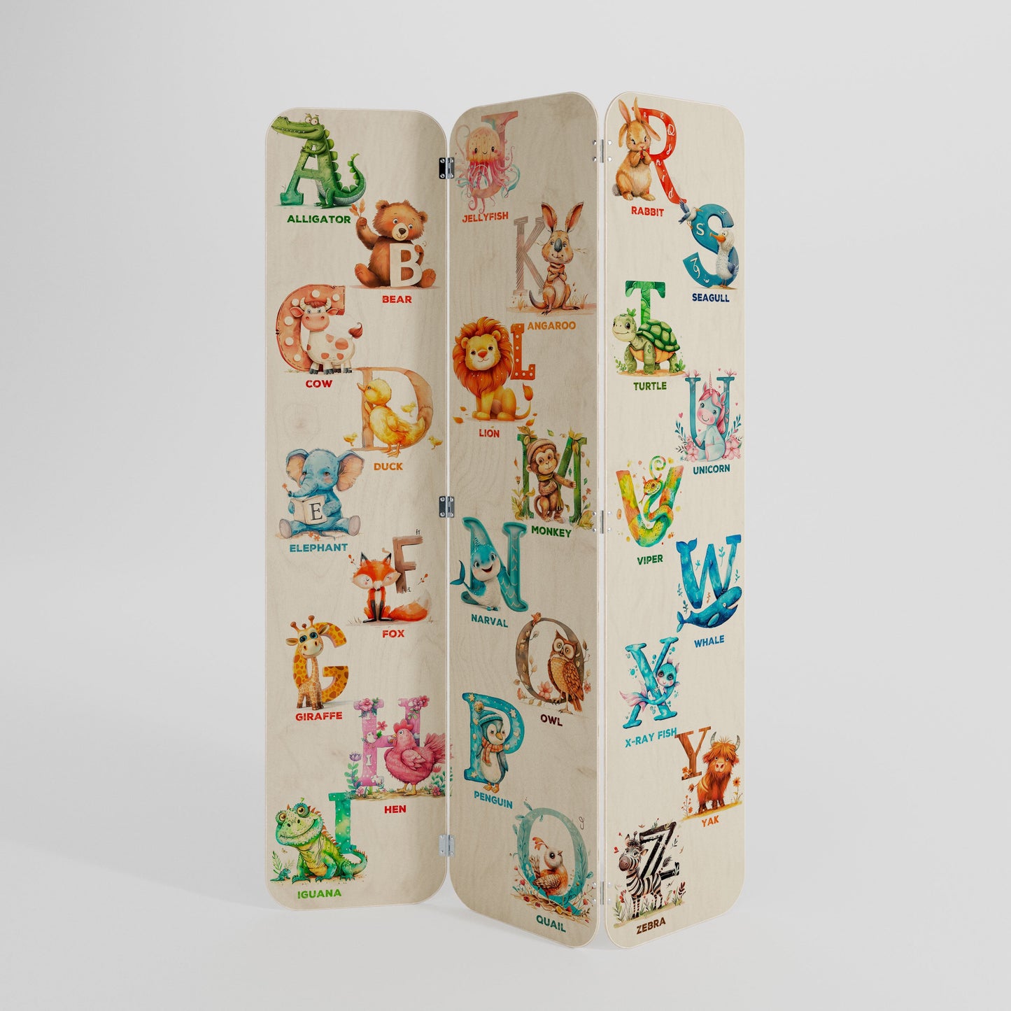 JOYFUL LETTERS Divisorio per ambienti in compensato a 3 pannelli
