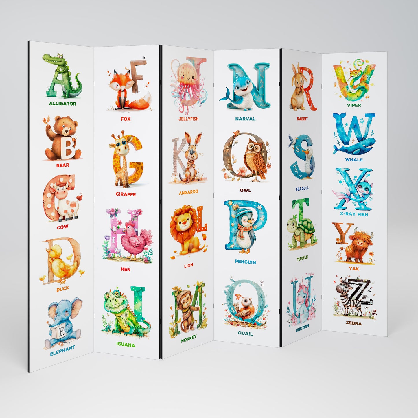 JOYFUL LETTERS - Divisorio decorativo per ambienti a 6 pannelli