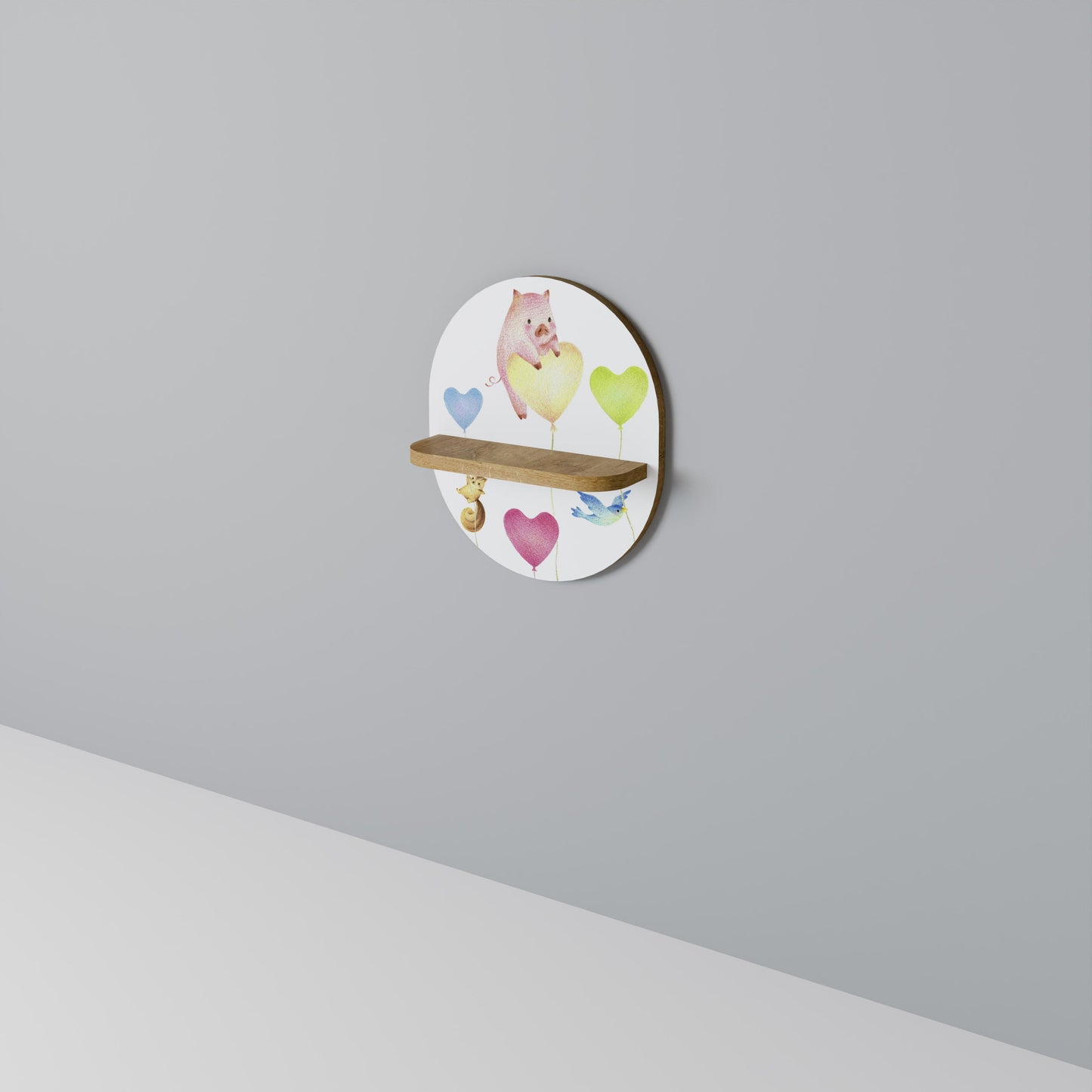 BALLOON FRIENDS Mensola ovale per arte in effetto rovere