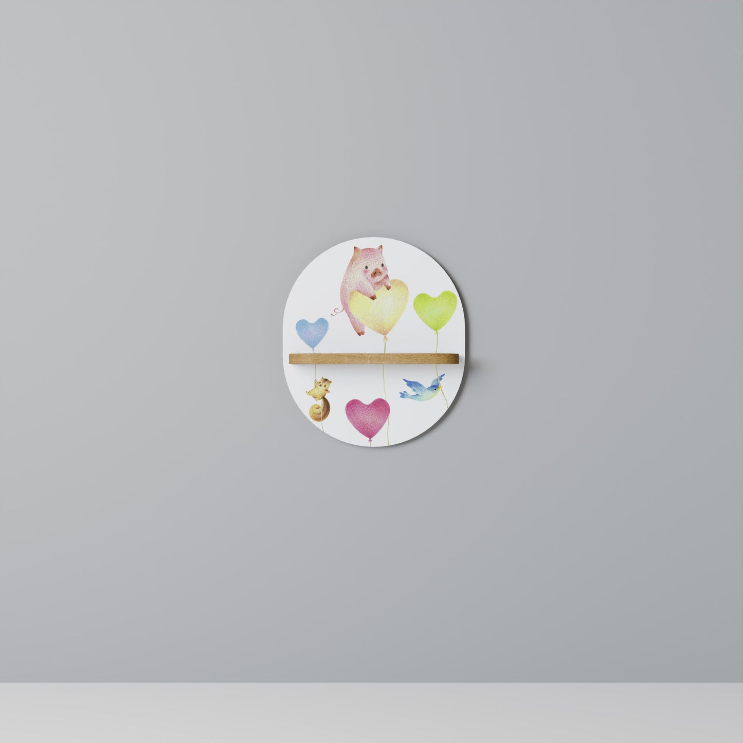BALLOON FRIENDS Mensola ovale per arte in effetto rovere