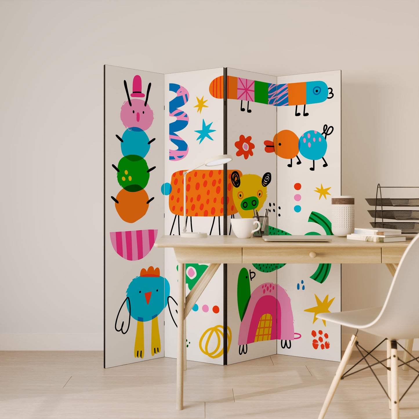POTERE DELL'IMMAGINAZIONE Divisorio decorativo per ambienti a 4 pannelli