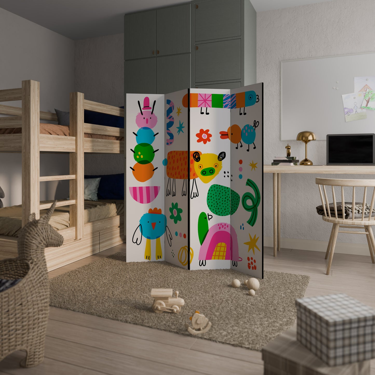 POTERE DELL'IMMAGINAZIONE Divisorio decorativo per ambienti a 4 pannelli