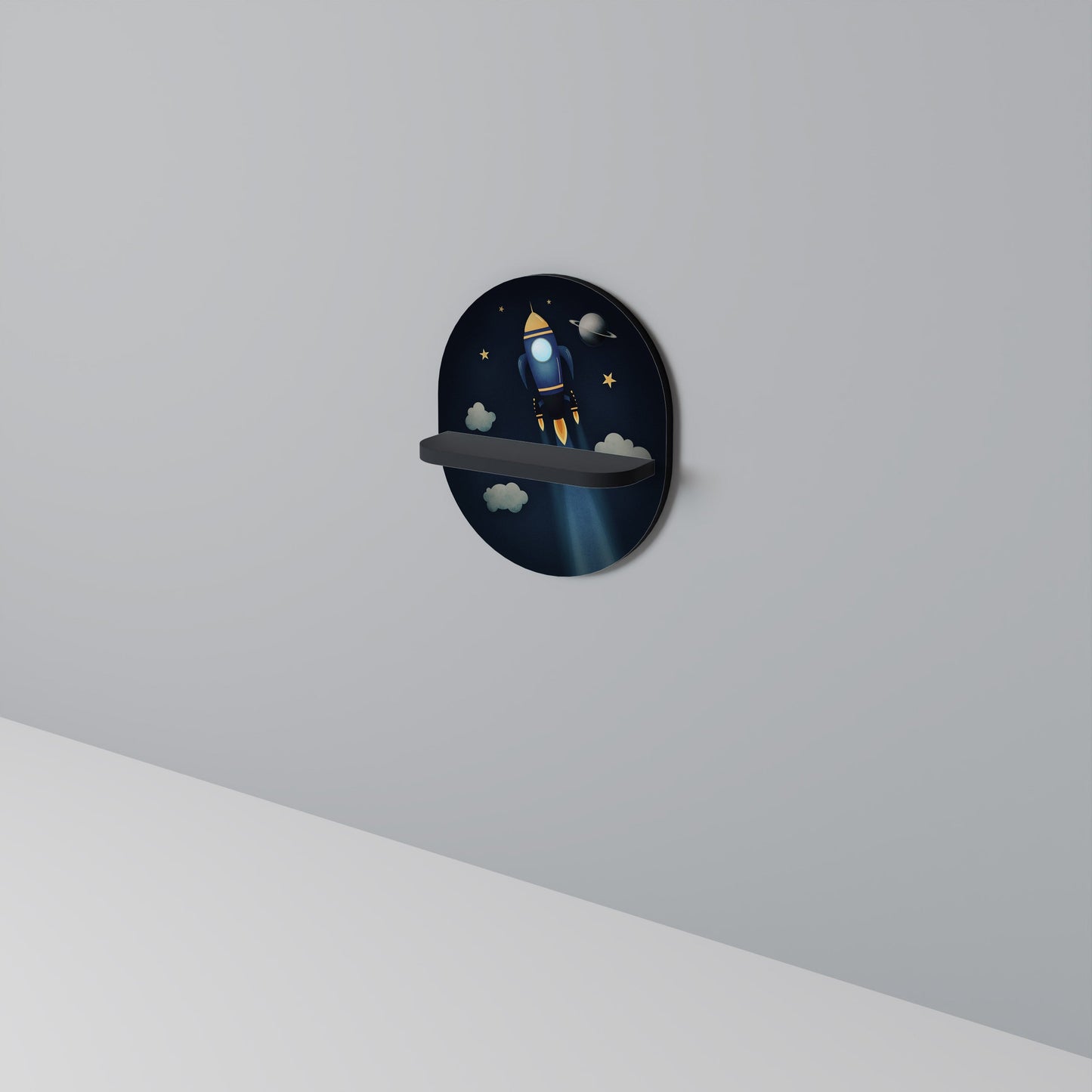 STELLAR SWING Oval Art Shelf In Black Finish