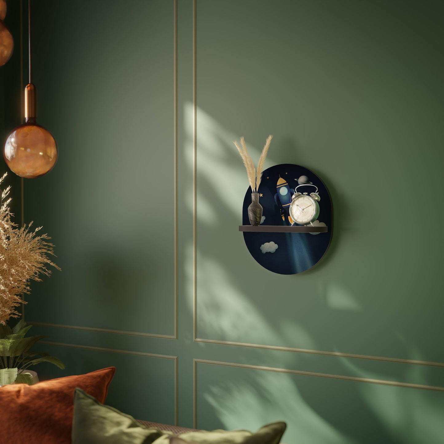 STELLAR SWING Oval Art Shelf In Black Finish