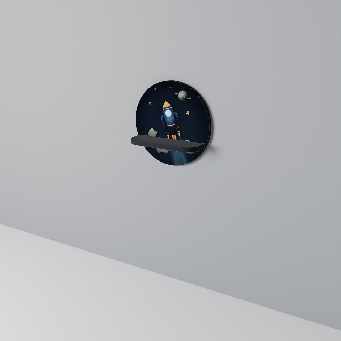 STELLAR SWING Round Art Shelf In Black Finish