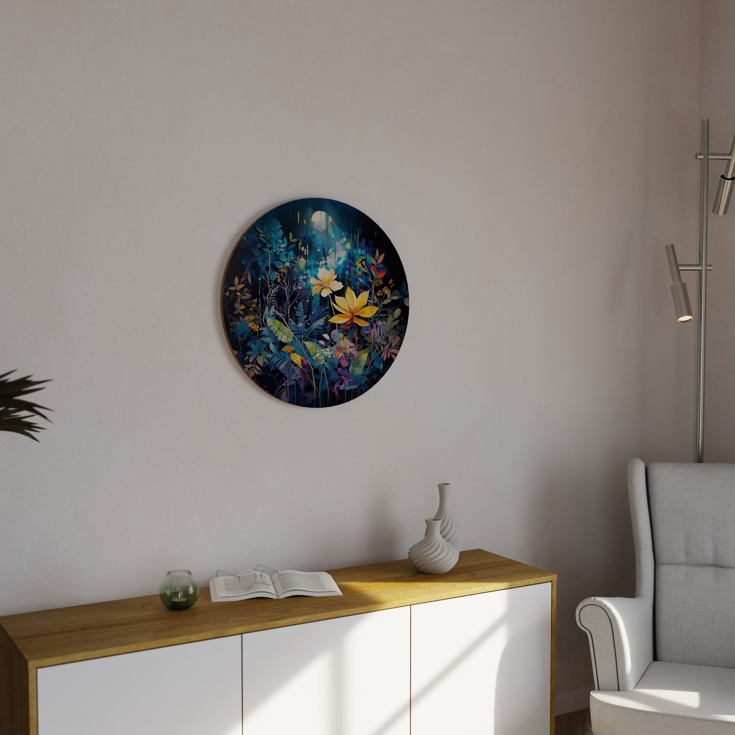 LUNAR FLOWERS Round Wall Art