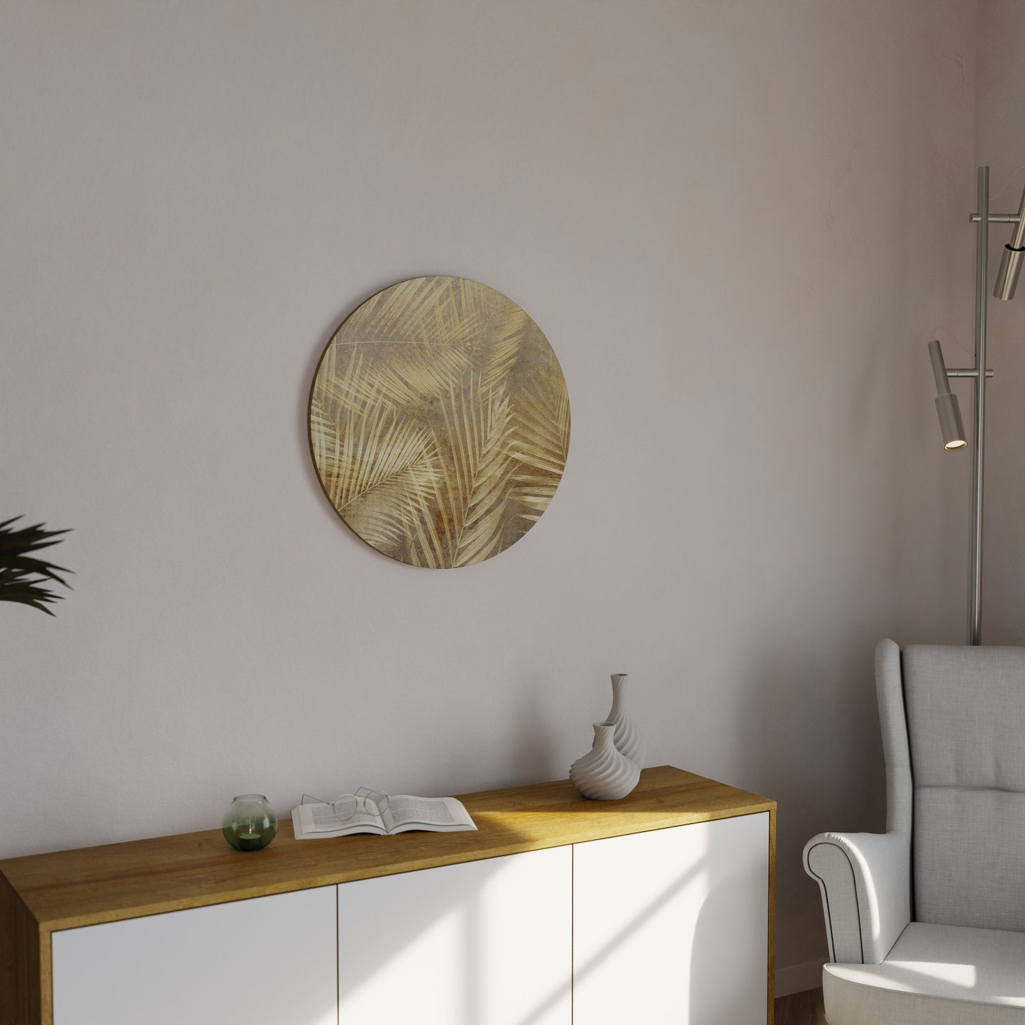 GOLDEN PALM DREAMSCAPE Round Wall Art