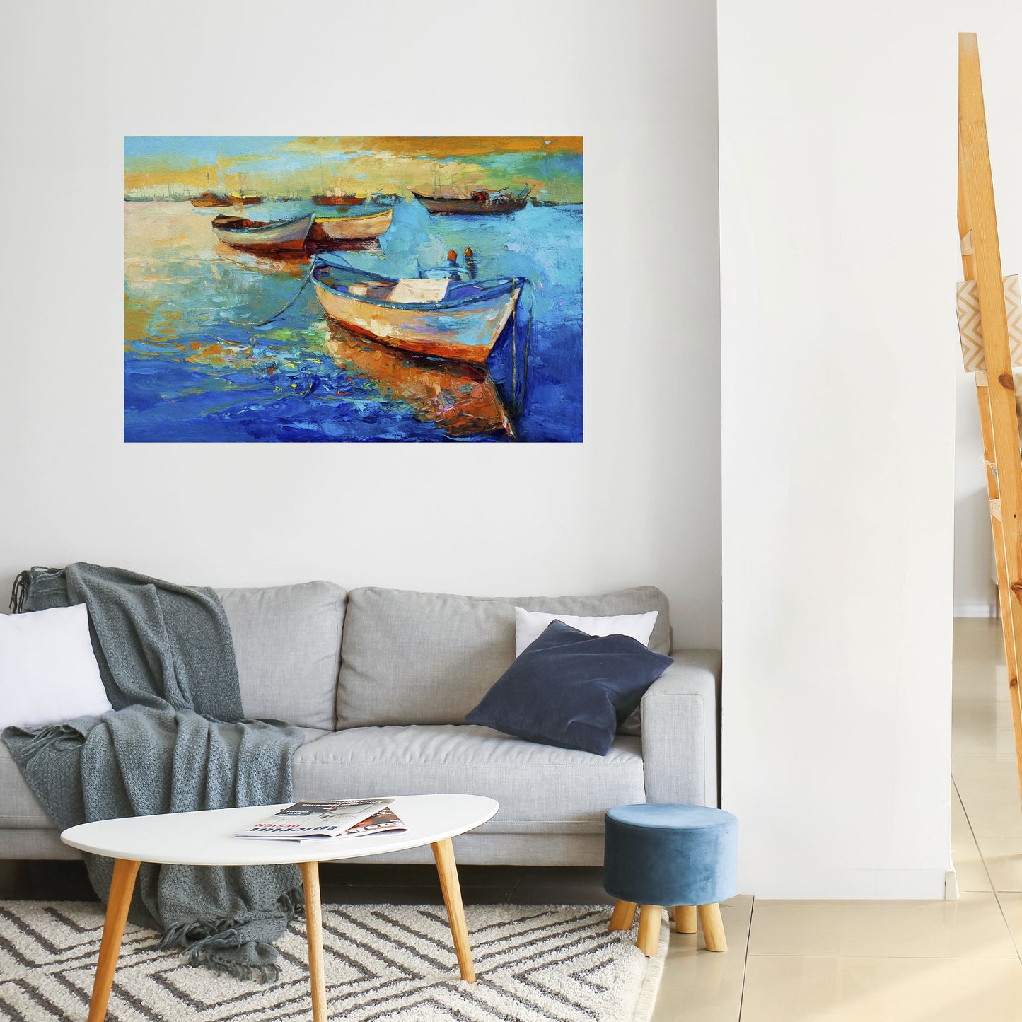 Poster orizzontale staccabile e attaccabile "SERENE BOAT ESCAPADE"