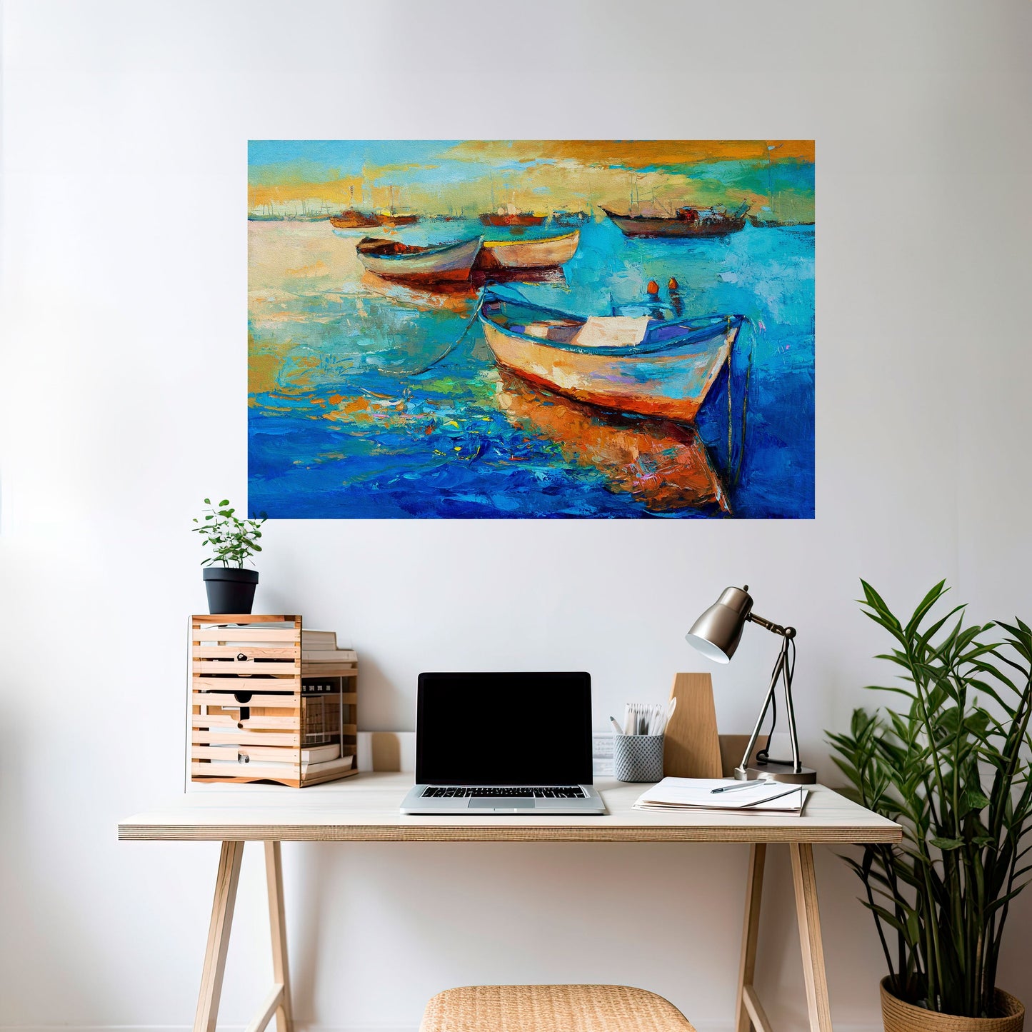 Poster orizzontale staccabile e attaccabile "SERENE BOAT ESCAPADE"
