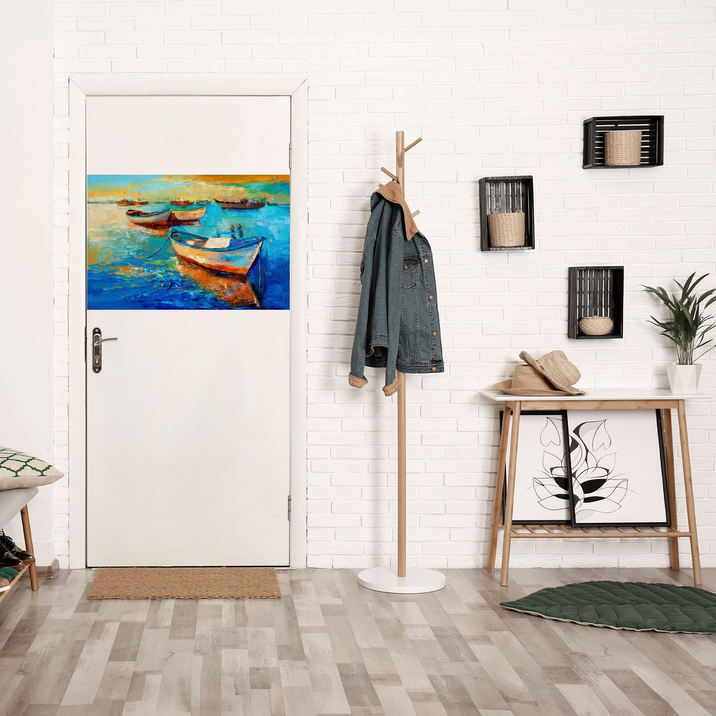 Poster orizzontale staccabile e attaccabile "SERENE BOAT ESCAPADE"