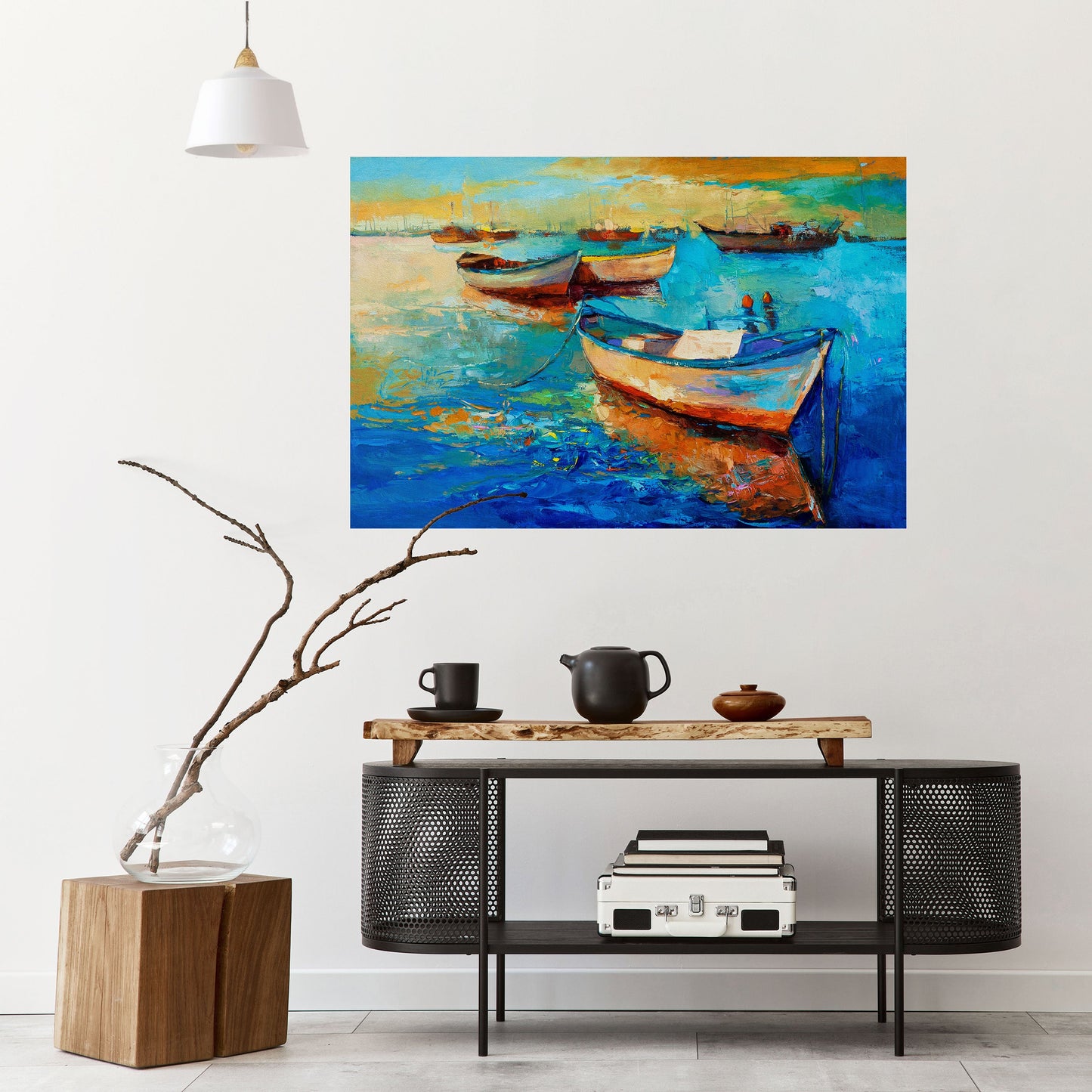 Poster orizzontale staccabile e attaccabile "SERENE BOAT ESCAPADE"