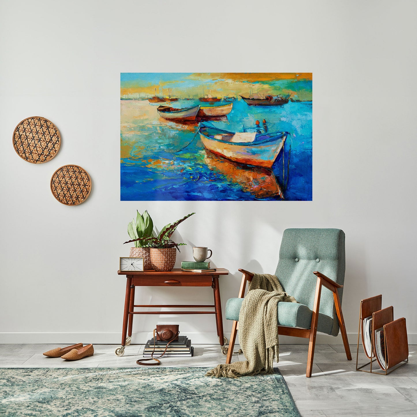 Poster orizzontale staccabile e attaccabile "SERENE BOAT ESCAPADE"