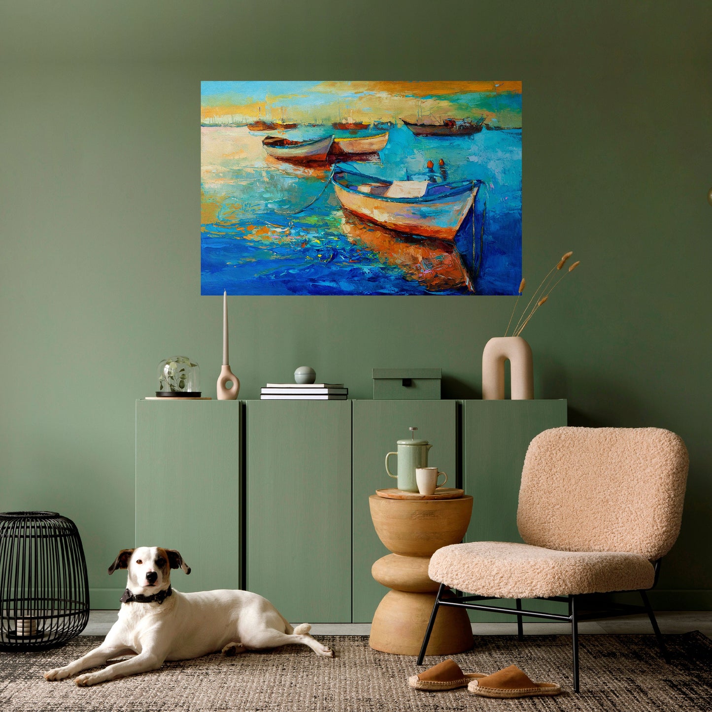 Poster orizzontale staccabile e attaccabile "SERENE BOAT ESCAPADE"