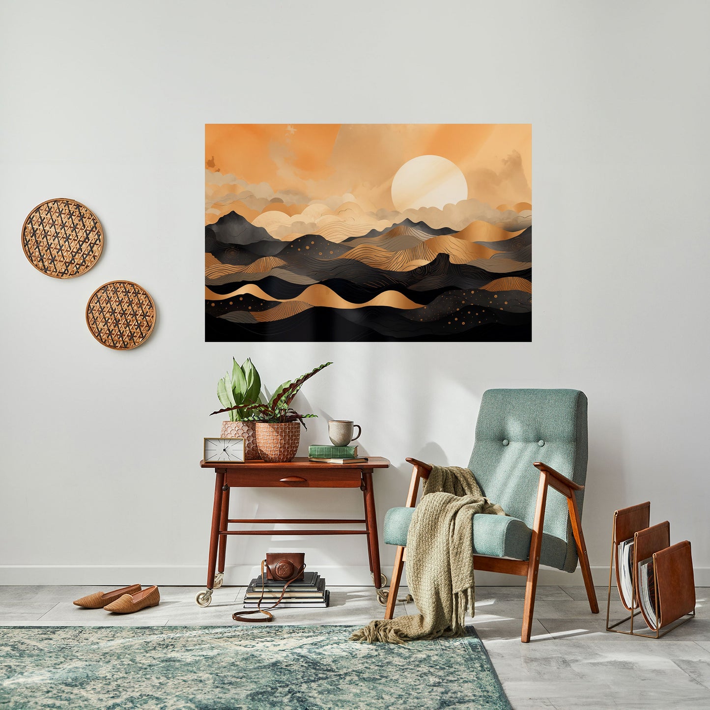 Poster orizzontale staccabile e attaccabile ORIZZONTE TRAMONTO MISTICO