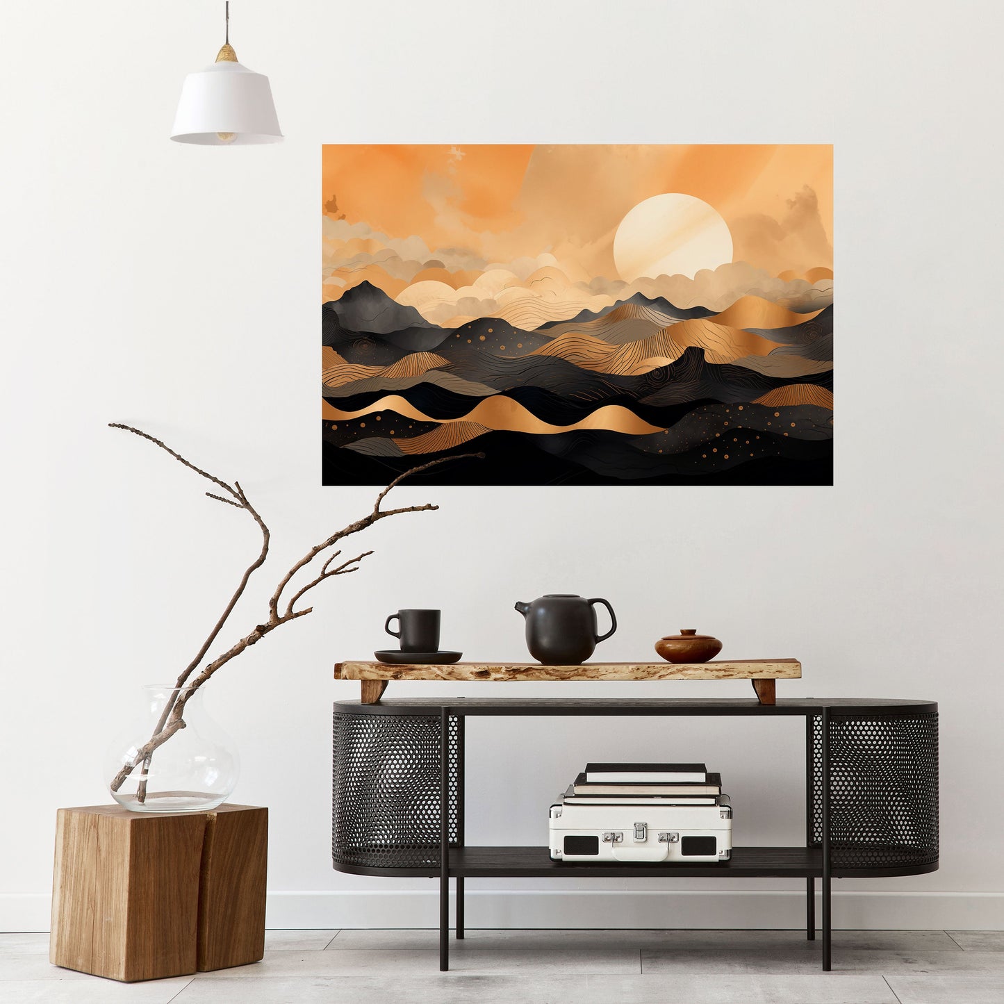 Poster orizzontale staccabile e attaccabile ORIZZONTE TRAMONTO MISTICO