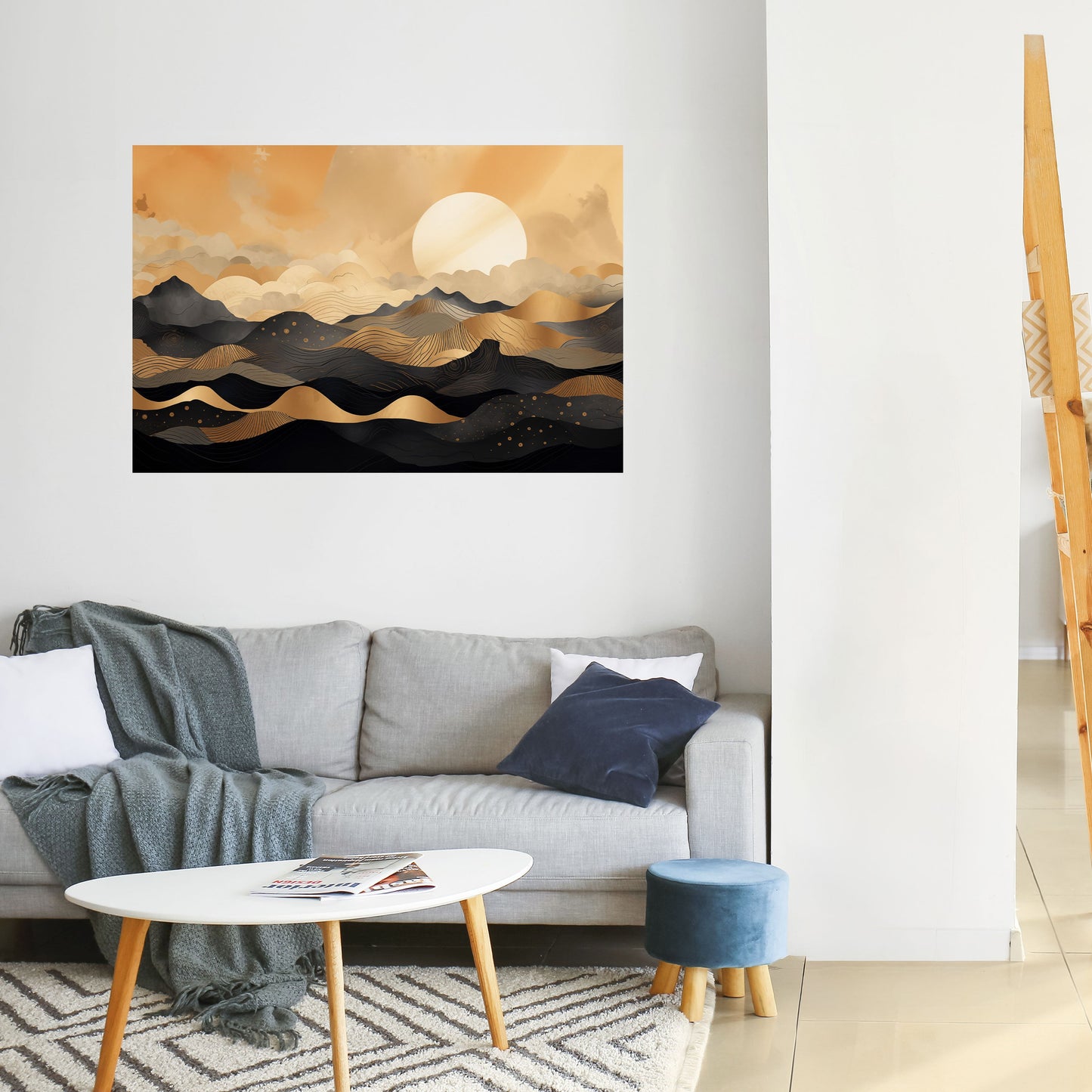 Poster orizzontale staccabile e attaccabile ORIZZONTE TRAMONTO MISTICO