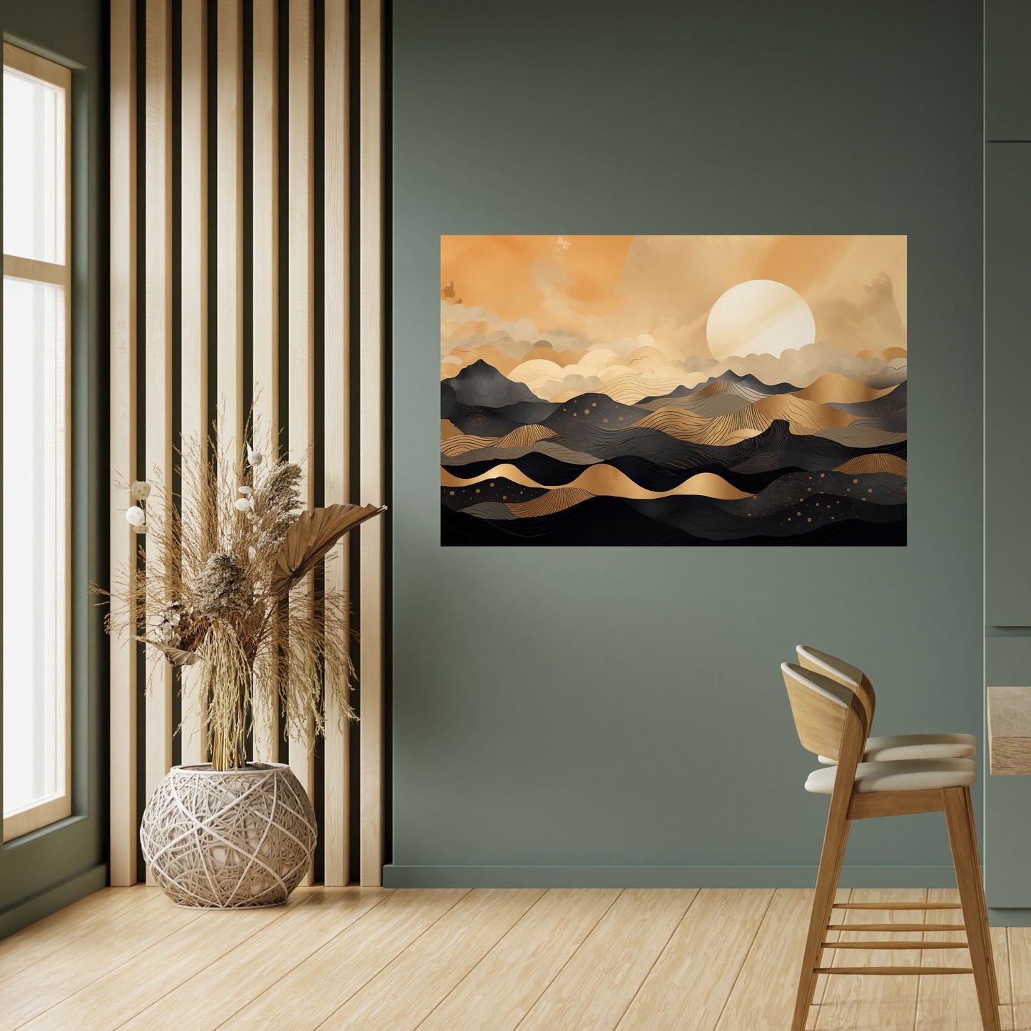 Poster orizzontale staccabile e attaccabile ORIZZONTE TRAMONTO MISTICO