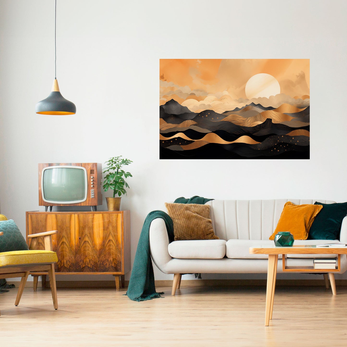 Poster orizzontale staccabile e attaccabile ORIZZONTE TRAMONTO MISTICO