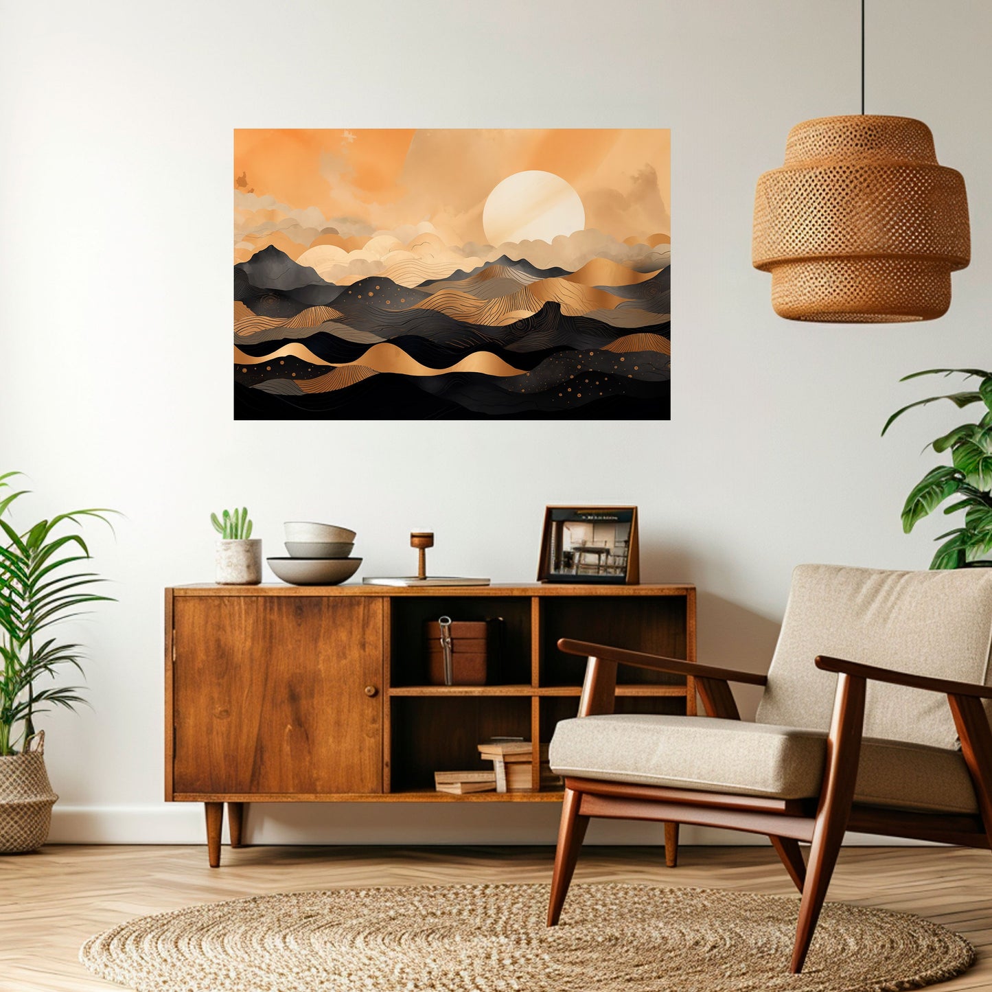 Poster orizzontale staccabile e attaccabile ORIZZONTE TRAMONTO MISTICO